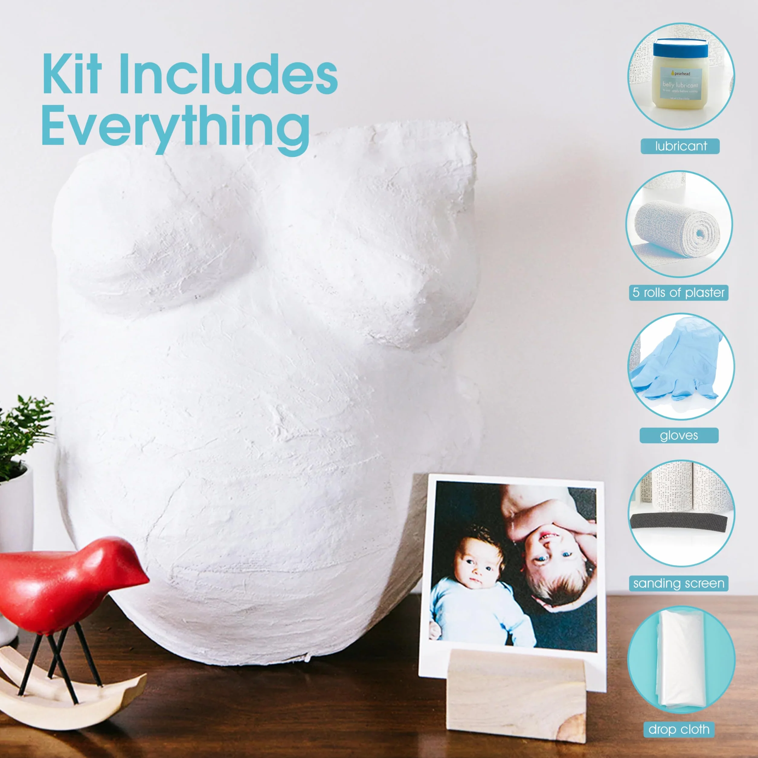 Pearhead Belly Casting Kit Gender-Neutral Pregnancy Keepsake White
