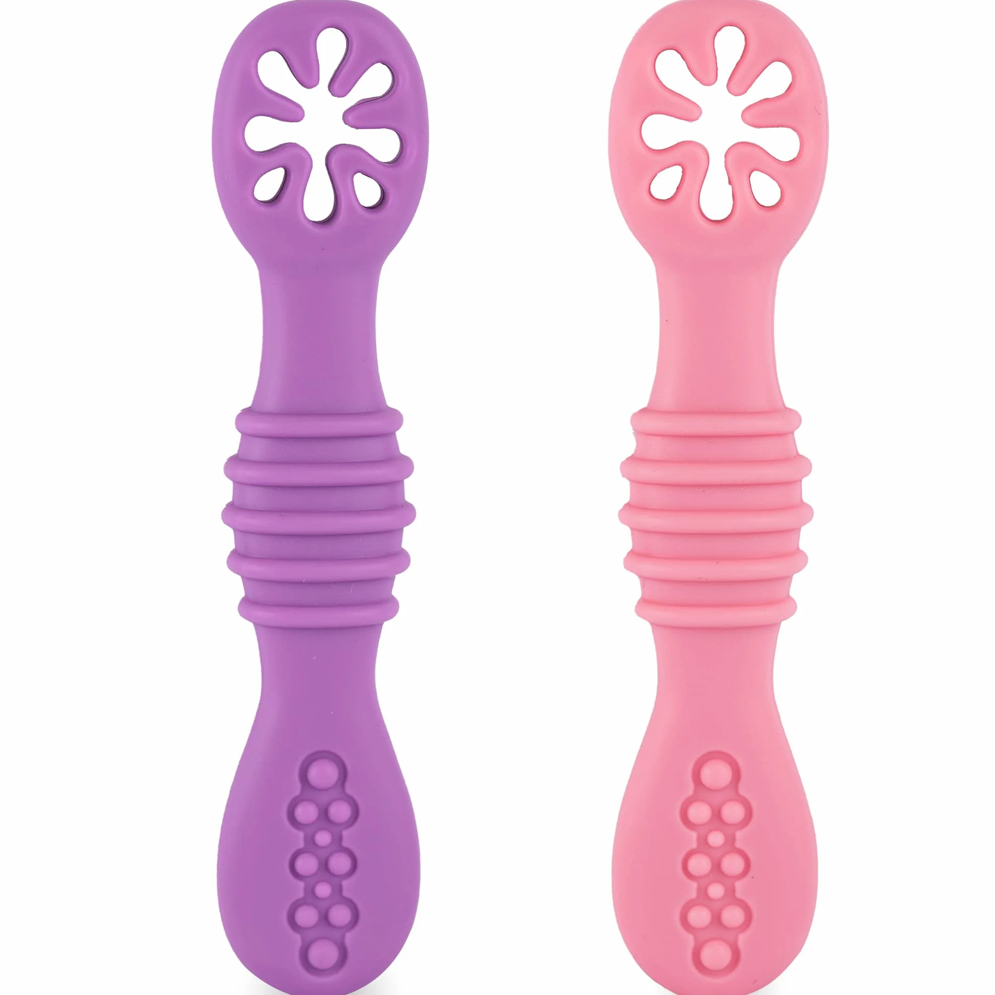 Cuilleres Bebe 1er Age Cuillere Bébé Apprentissage Silicone Alimentaire LFGB Pre Cuillere DME Couverts Adaptés Dentition