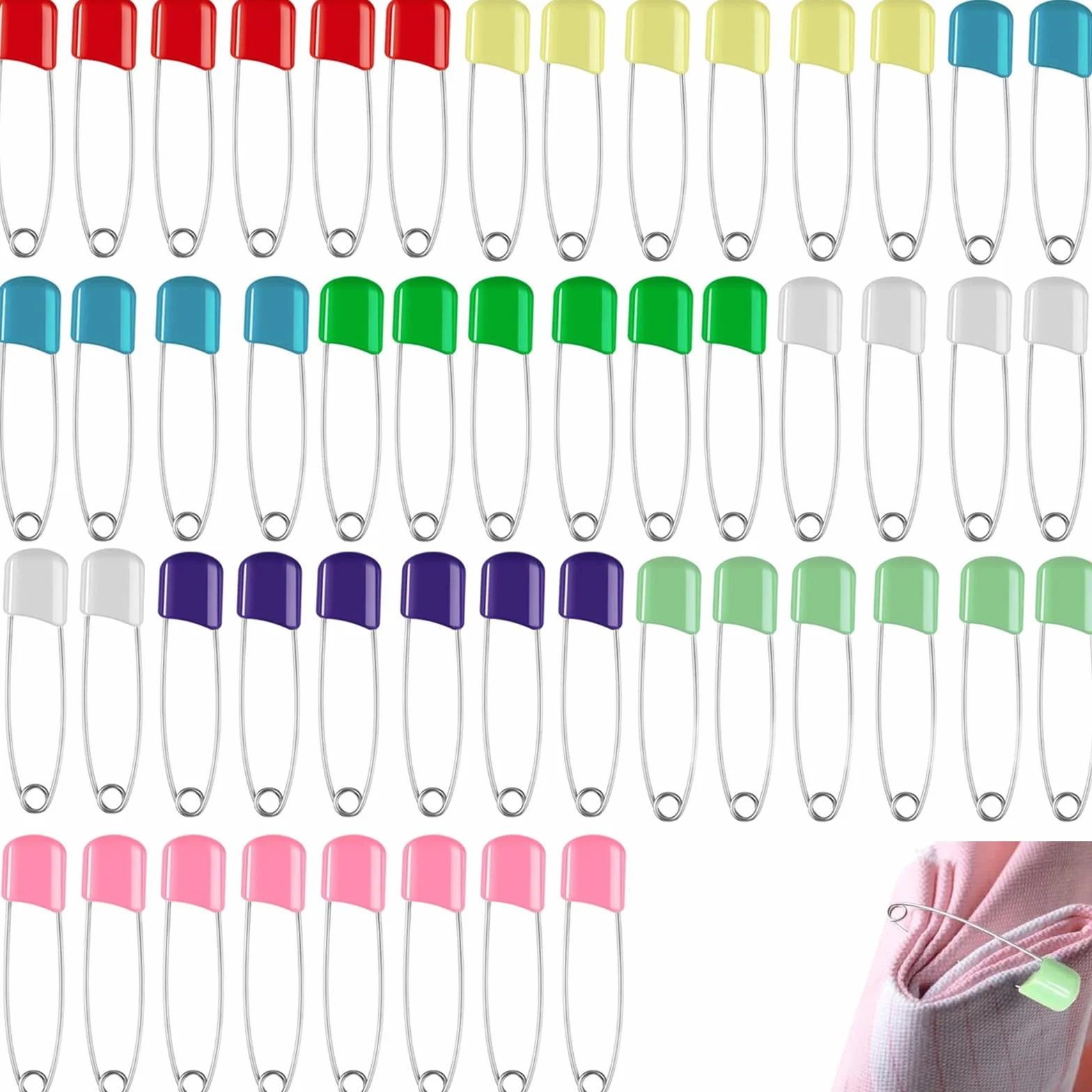 Épingles de sûreté en Acier Inoxydable 40 mm, Fermeture sécurisée pour vêtements