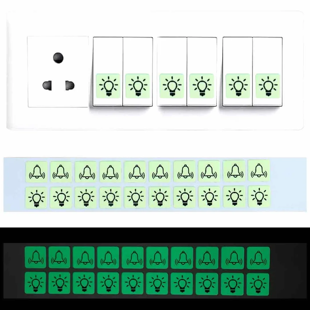 Autocollants Phosphorescents pour Interrupteur 14 mm - Lot de 20 Pièces