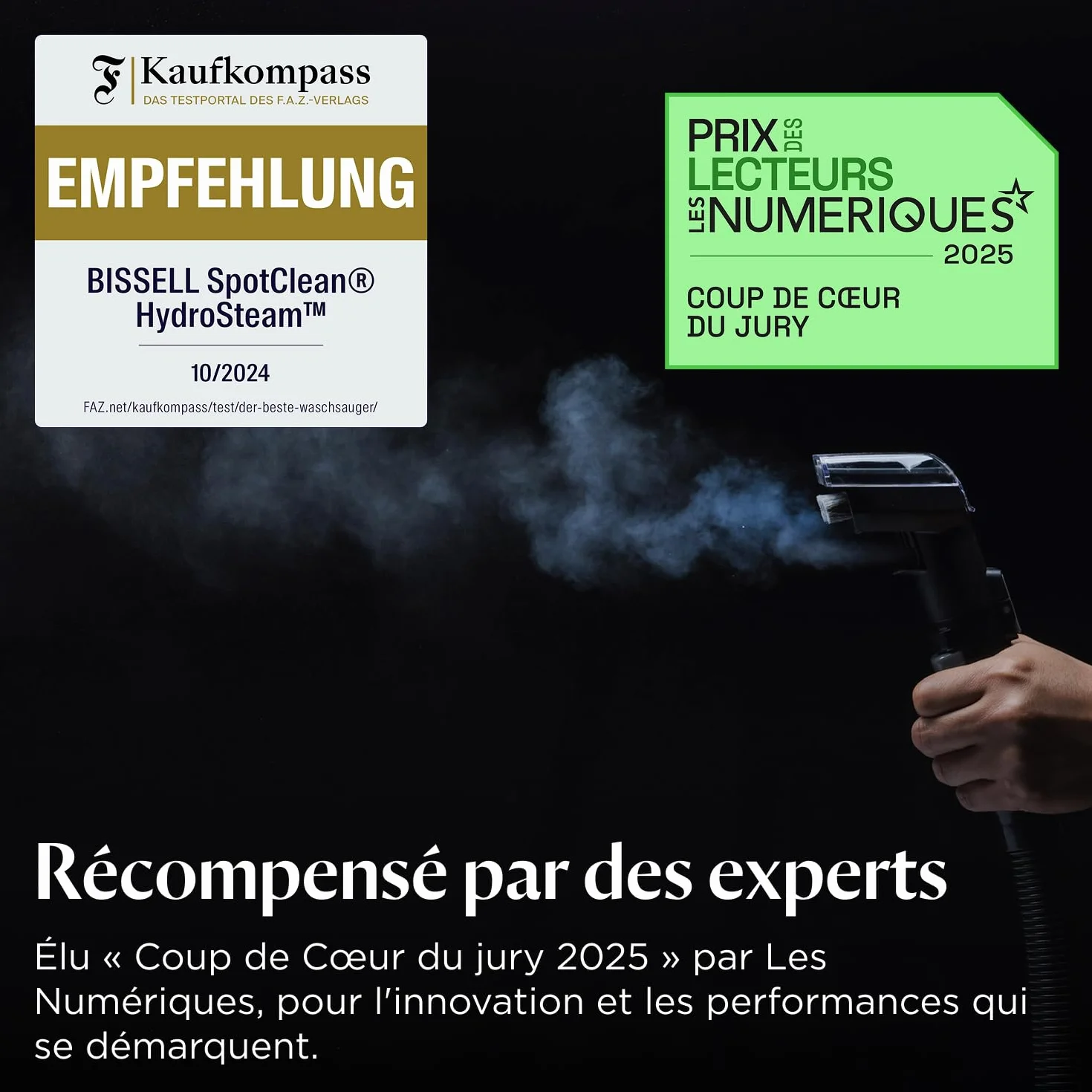 BISSELL SpotClean HydroSteam Shampouineuse Canapé 1000W Nettoyeur Vapeur HydroSteam Tapis Moquettes Meubles Tissus Voiture 3689N