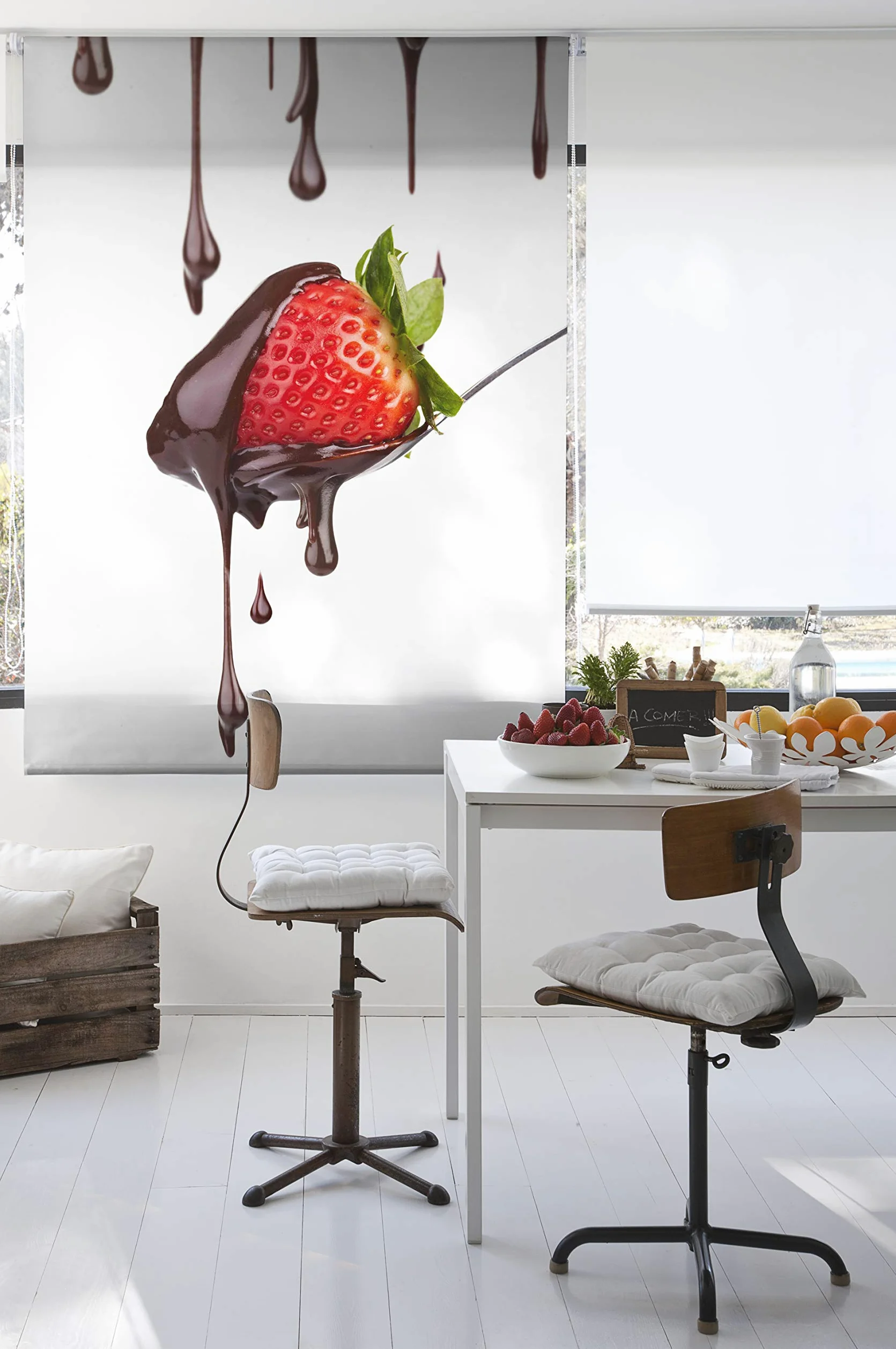 Estoralis | Cuisine | Store Enrouleur | sans Outil Tissu translucide imprimé | C-1068 | 45 x 150 cm. (Largeur/Hauteur) Taille du Tissu 42 x 150 cm. | Stores pour fenêtres et Portes