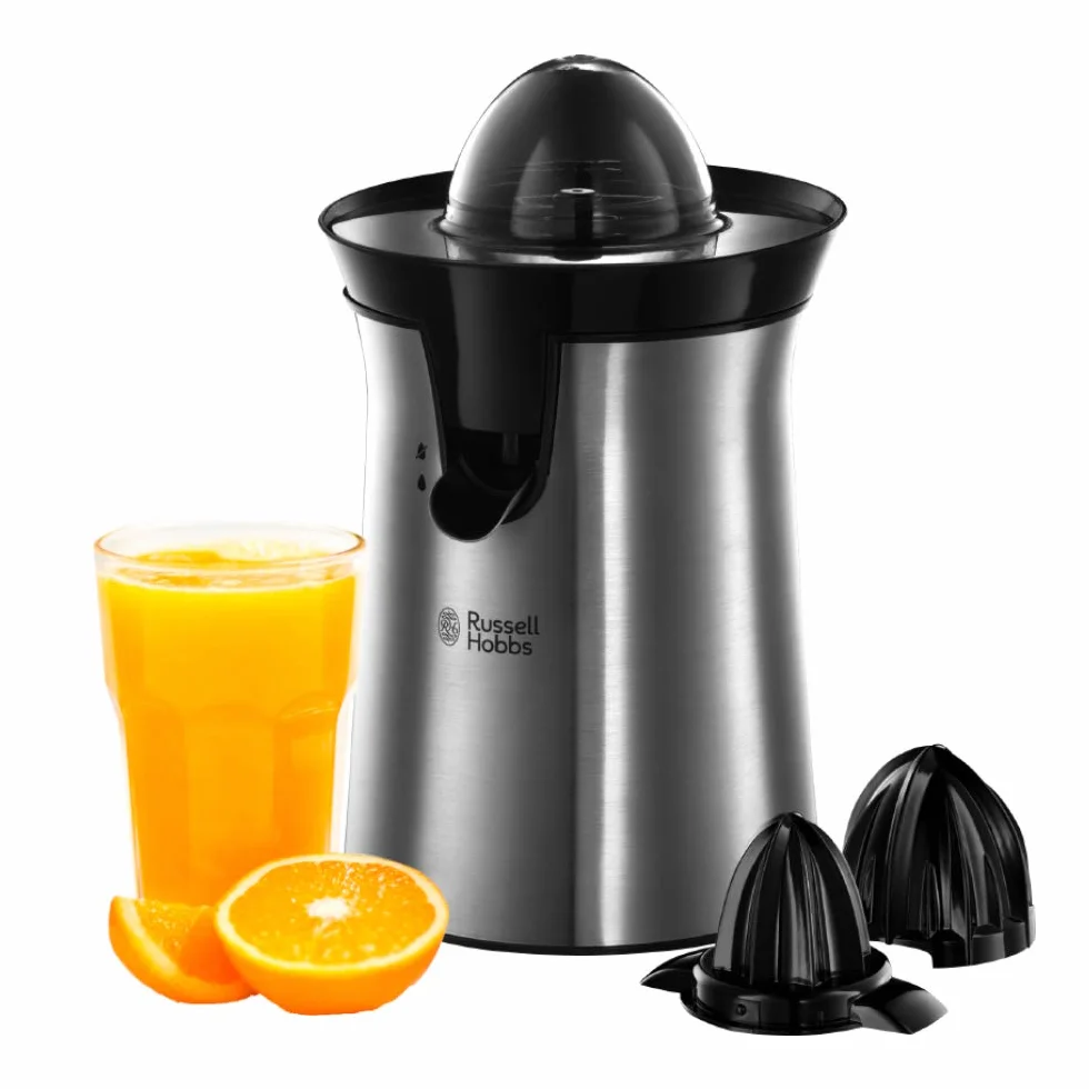 Russell Hobbs Presse Agrumes Electrique Classic Inox brossé 2 Sens Rotation 2 Cônes Interchangeables sans BPA 22760-56