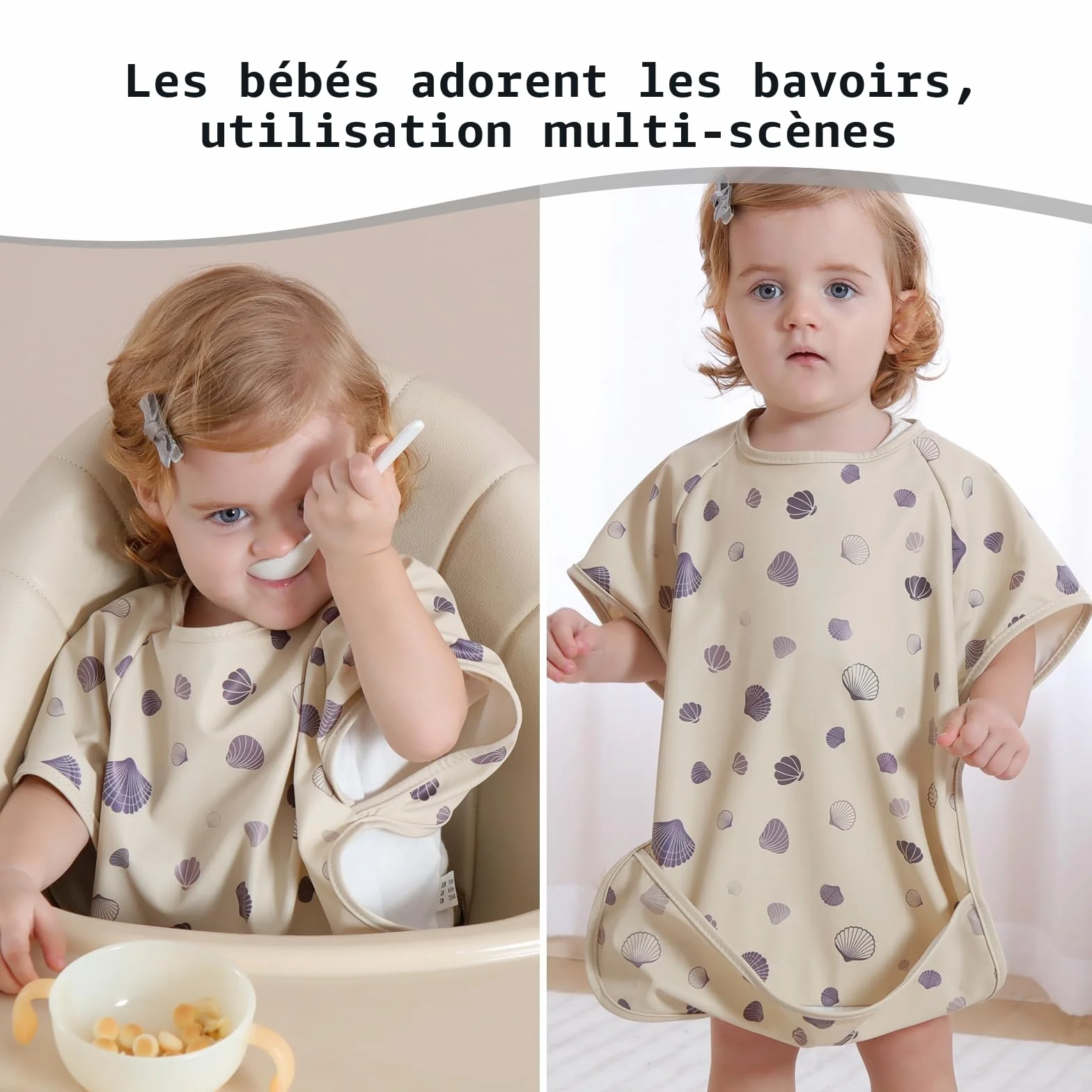 Bavoir de Sevrage à Manches Courtes BLW Matériau Doux