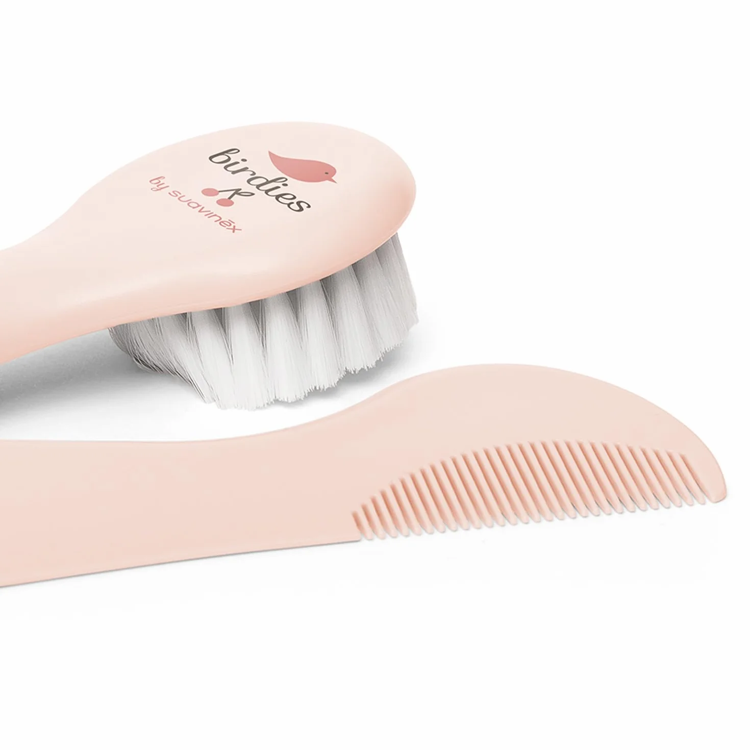 Suavinex Brosse à Cheveux Bébé Peigne Lot Nouveau-nés Fibres Douces Hygge Collection Rose