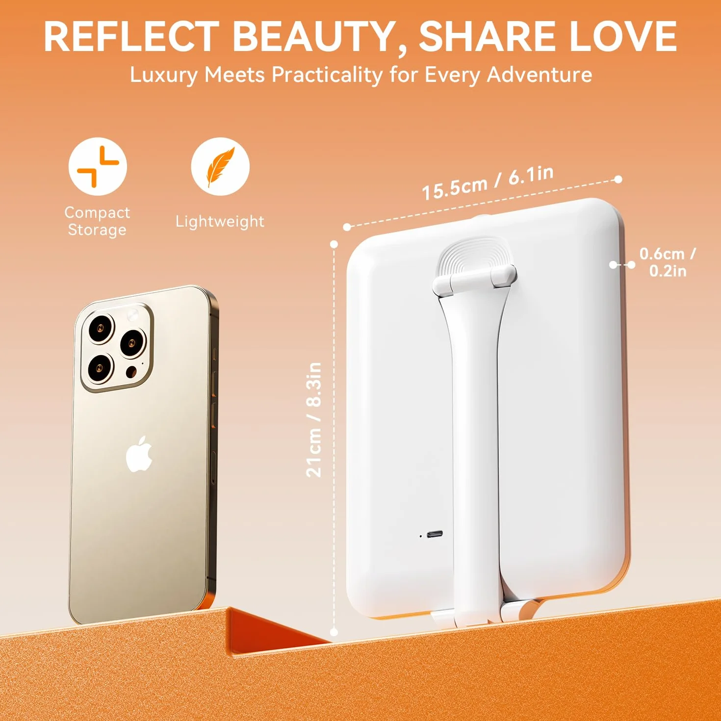Auxmir Miroir Maquillage Lumineux Rechargeable 72 LED Pliable, Commande Tactile, 3 Couleurs Intensité Réglable Blanc