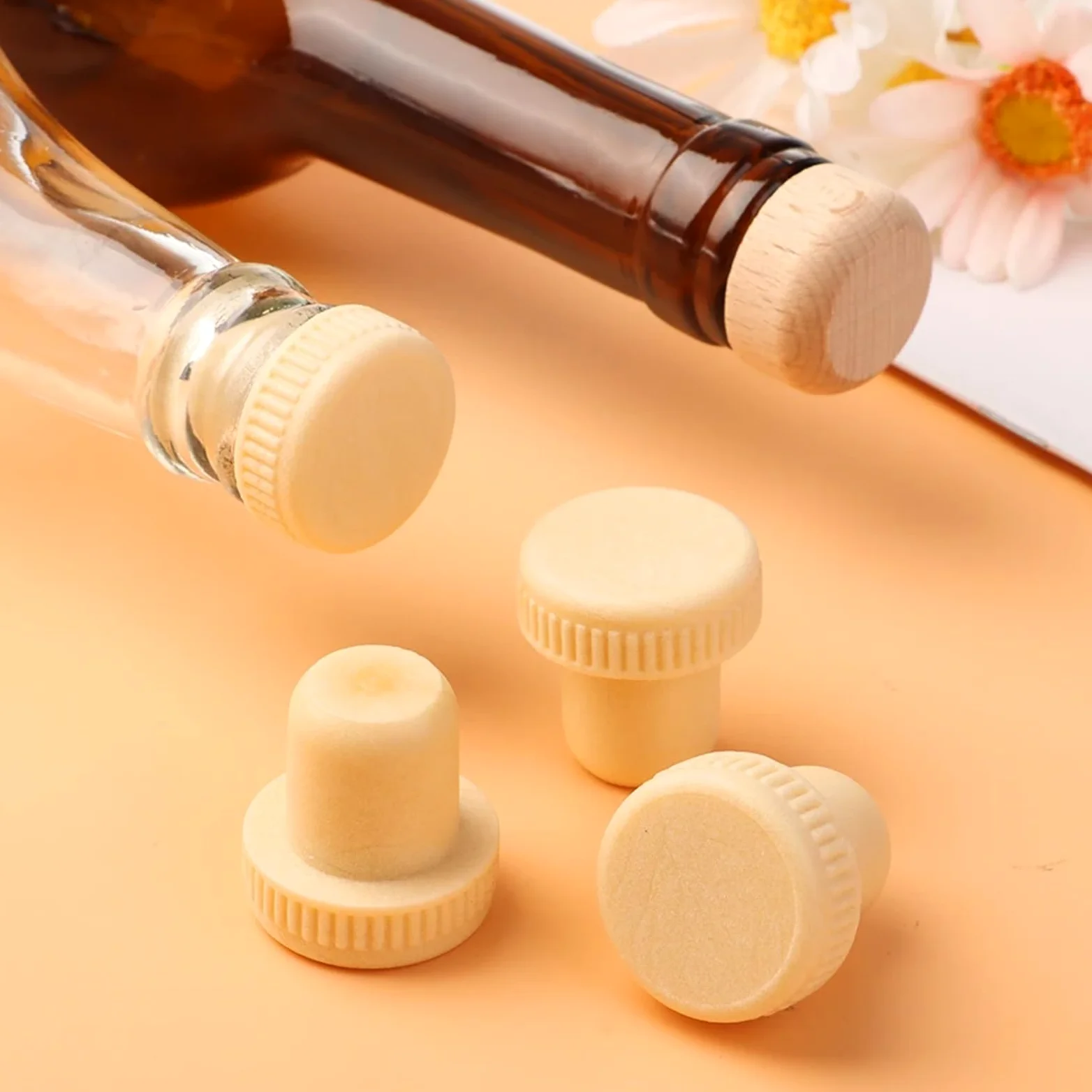 Bouchons en forme de T 50pcs vin Champagne bouchon bouteille caoutchouc couverture fournitures barre cuisine d'étanchéité outil for bière Soda liège(Color3)
