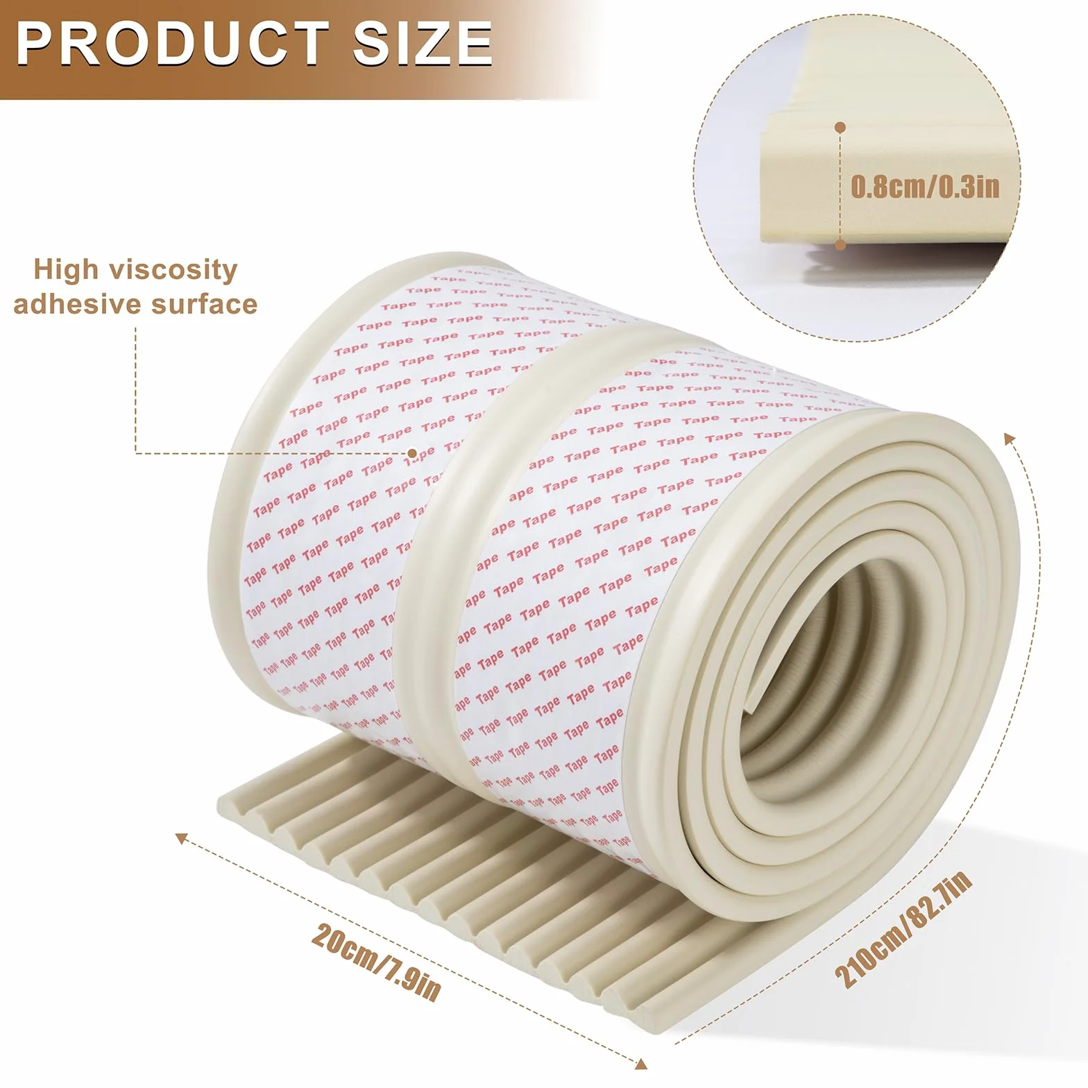 Protection d'Angles et Rebords pour Bébé Élastique 20cm Coussin Beige