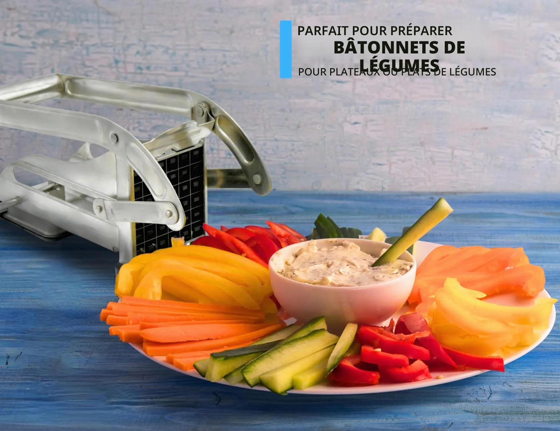ICO Coupe Frites Manuel Acier Inoxydable Base Aspiration Sécurisée