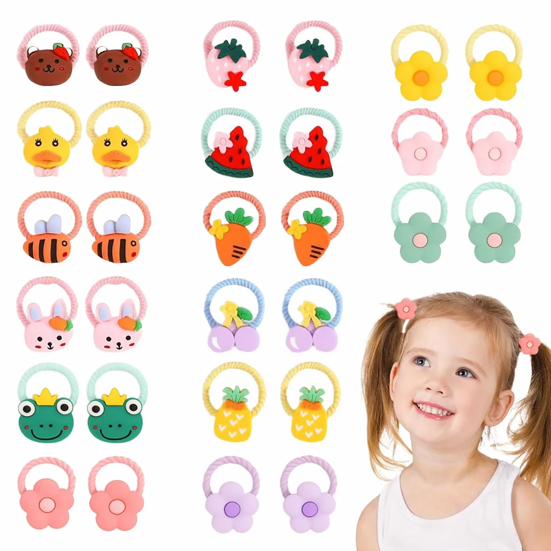 Élastiques Cheveux Fille 30 Pièces Bébé Chouchous Petits Élastiques Fruits Animaux Fleurs