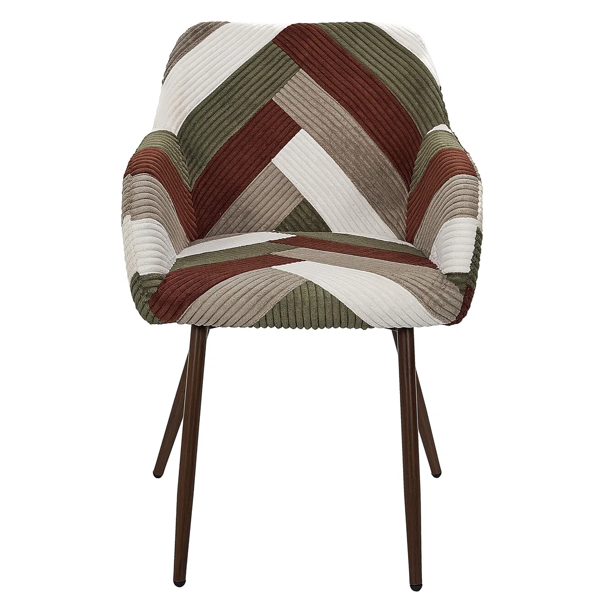 HOME DECO FACTORY - Lot de 2 Fauteuils Patchwork Côtelé Design Moderne et Confortable pour Salon ou Chambre - Dimensions Généreuses - Beige Taupe Terracotta Vert - Modèle Scott