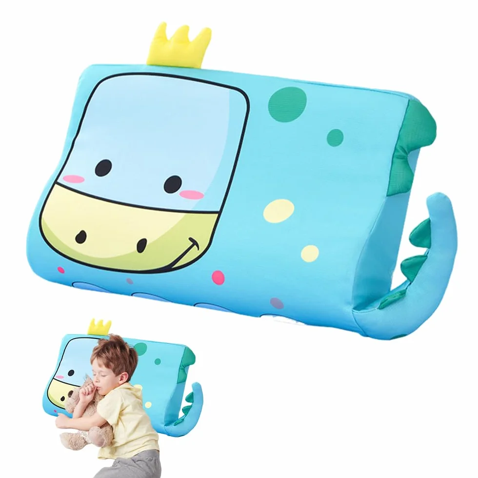 Oreiller Enfant Ergonomique 45 x 27cm Coussin de Sommeil avec Taie Dinosaurier
