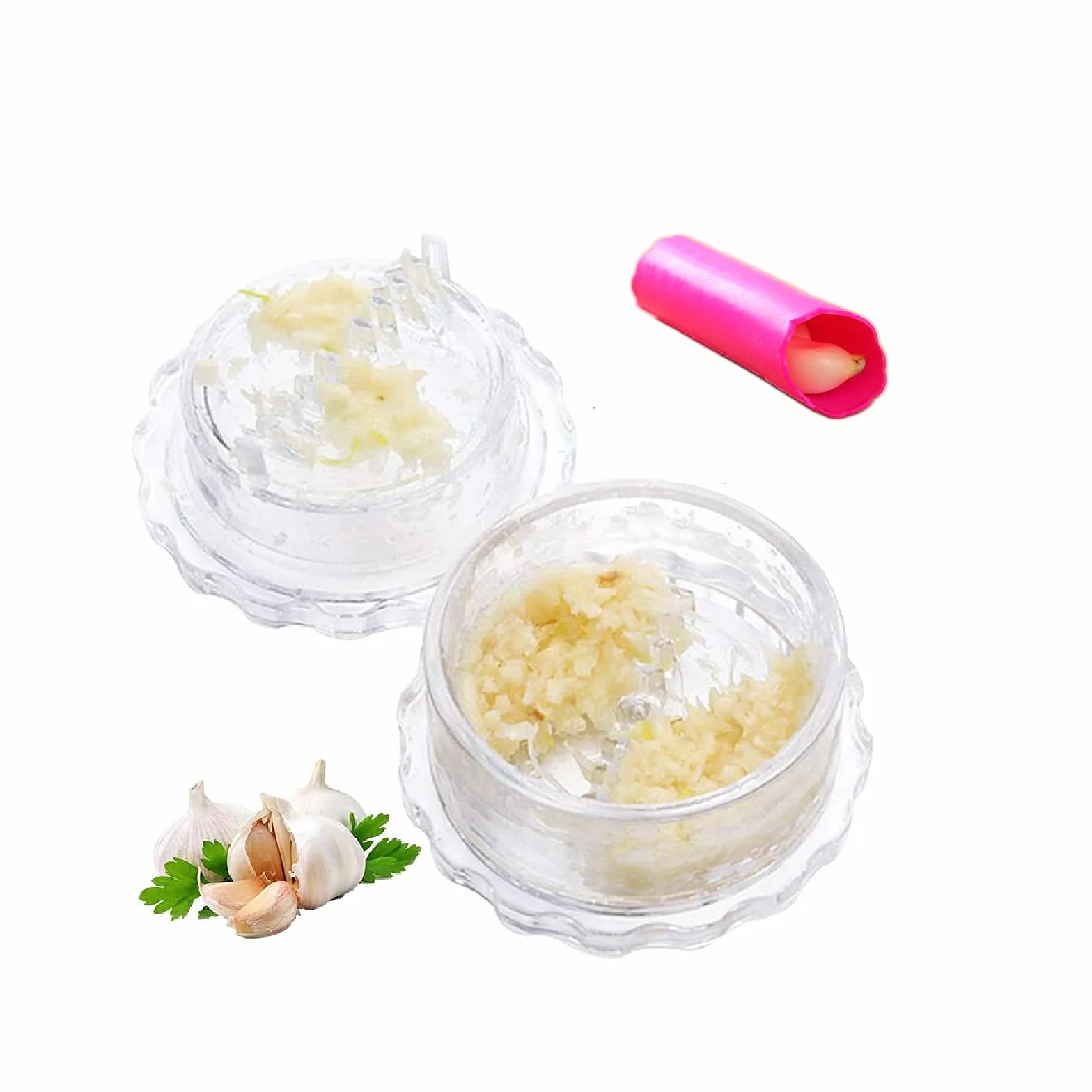 Presse-ail Plastique Rouleau Éplucheur Ail Crusher Multifonctions Cuisine 2 Pièces
