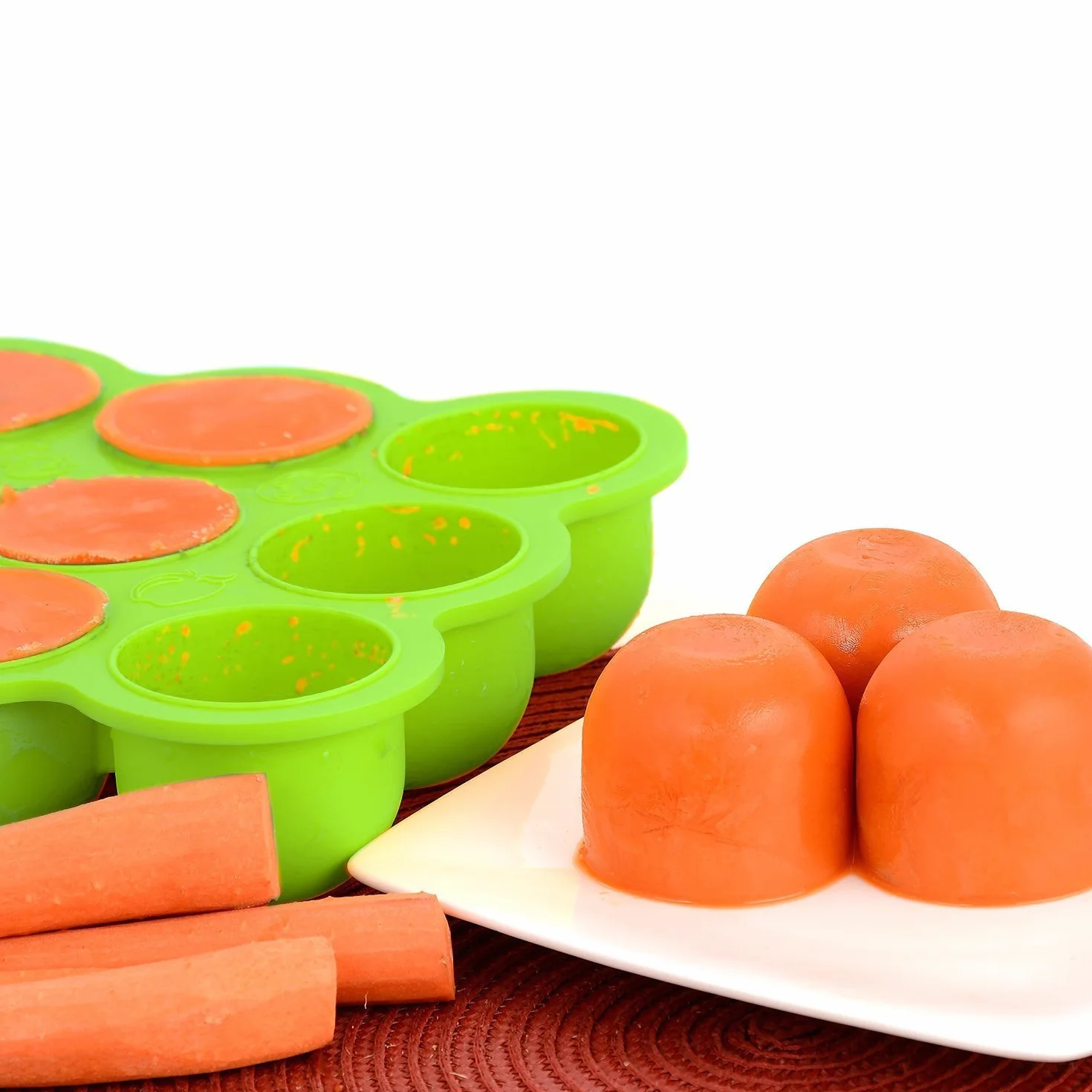 Récipient Nourriture Bébé 9 Pots Conservation Silicone avec Couvercle Vert