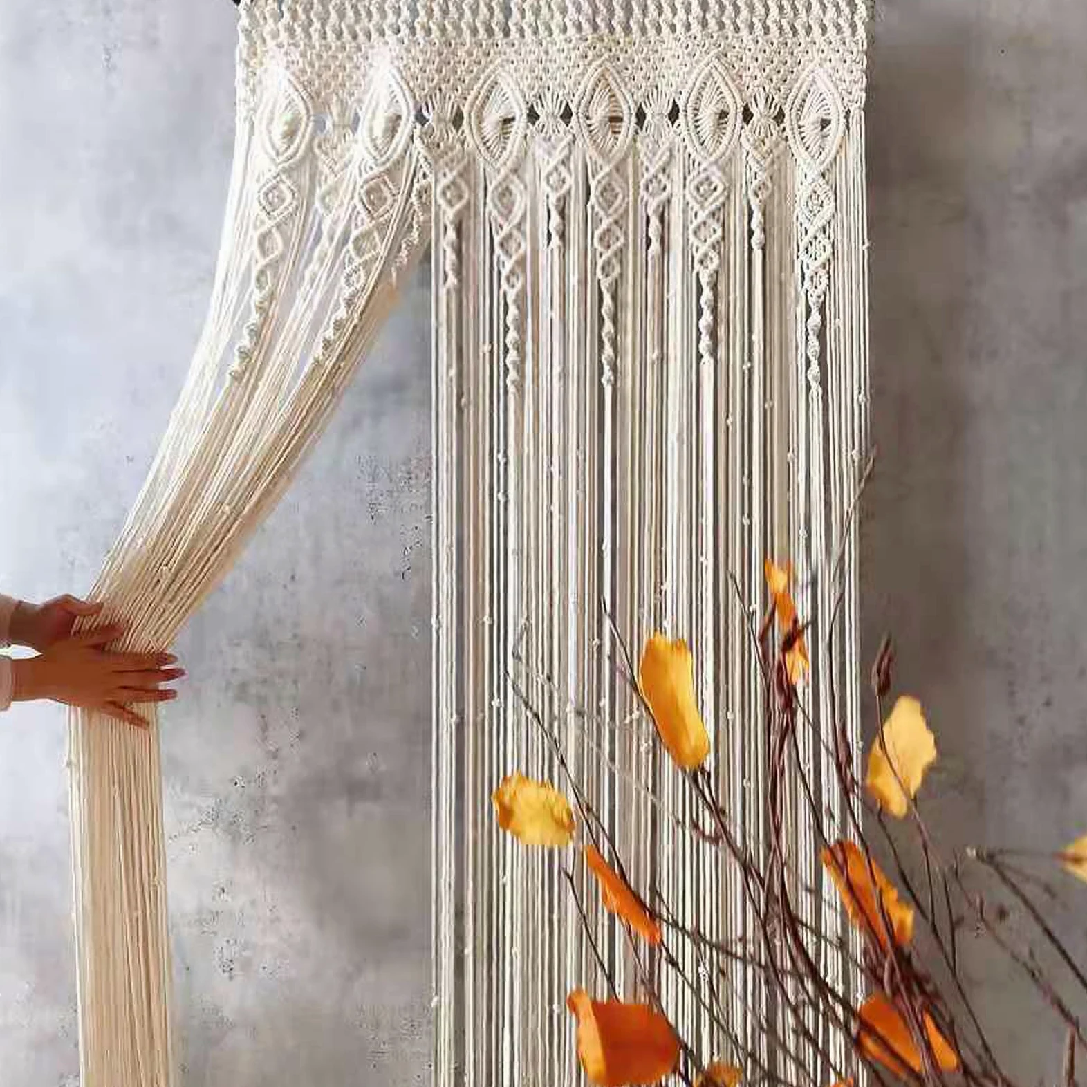 Rideaux bohème en macramé, tapisserie tissée, rideaux de fenêtre, rideau de mariage, tapisserie murale, décoration murale tissée pour salon, chambre à coucher, fête de mariage (A)