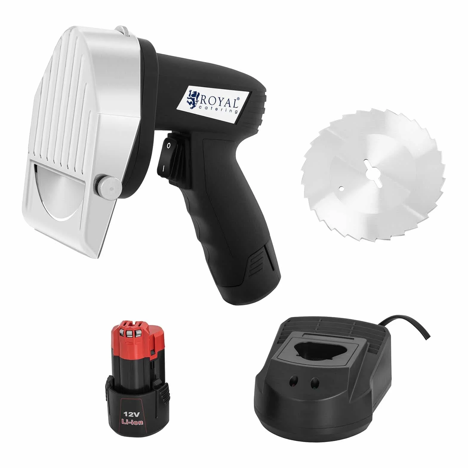 Royal Catering RCKK-80WL Couteau À Kebab Électrique 80 W Lame 3000 tr/min Épaisseur Coupe 0-8 mm Rendement 60 kg/h