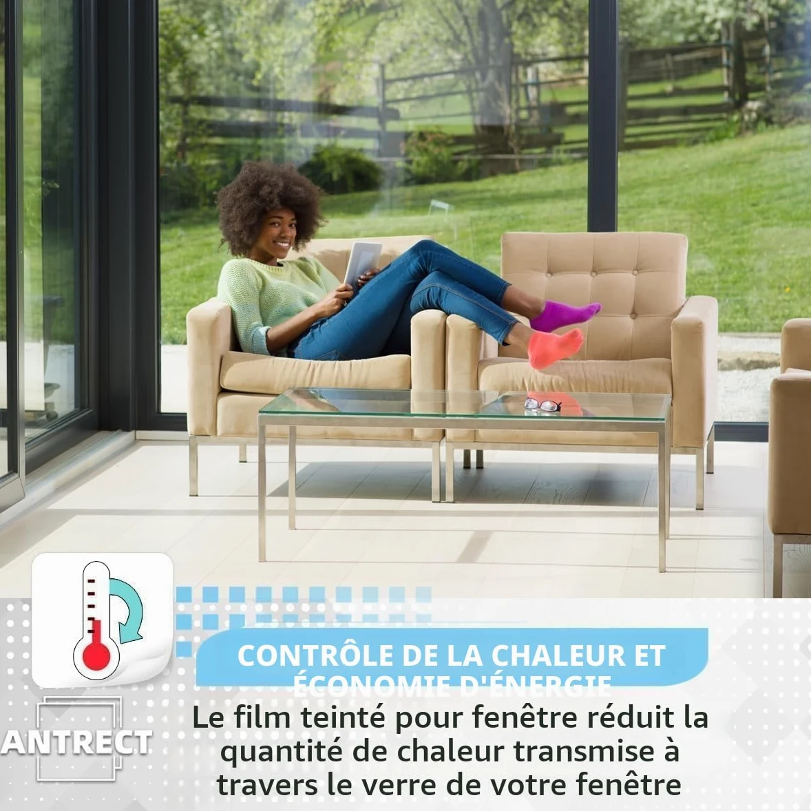 Filtre Fenetre Anti Regard Film Miroir pour Fenetre 90x400cm, Film Anti Chaleur, Brise Vue Fenetre, Filtre Anti UV pour Salon, Chambre, Bureau avec 3 Accessoires