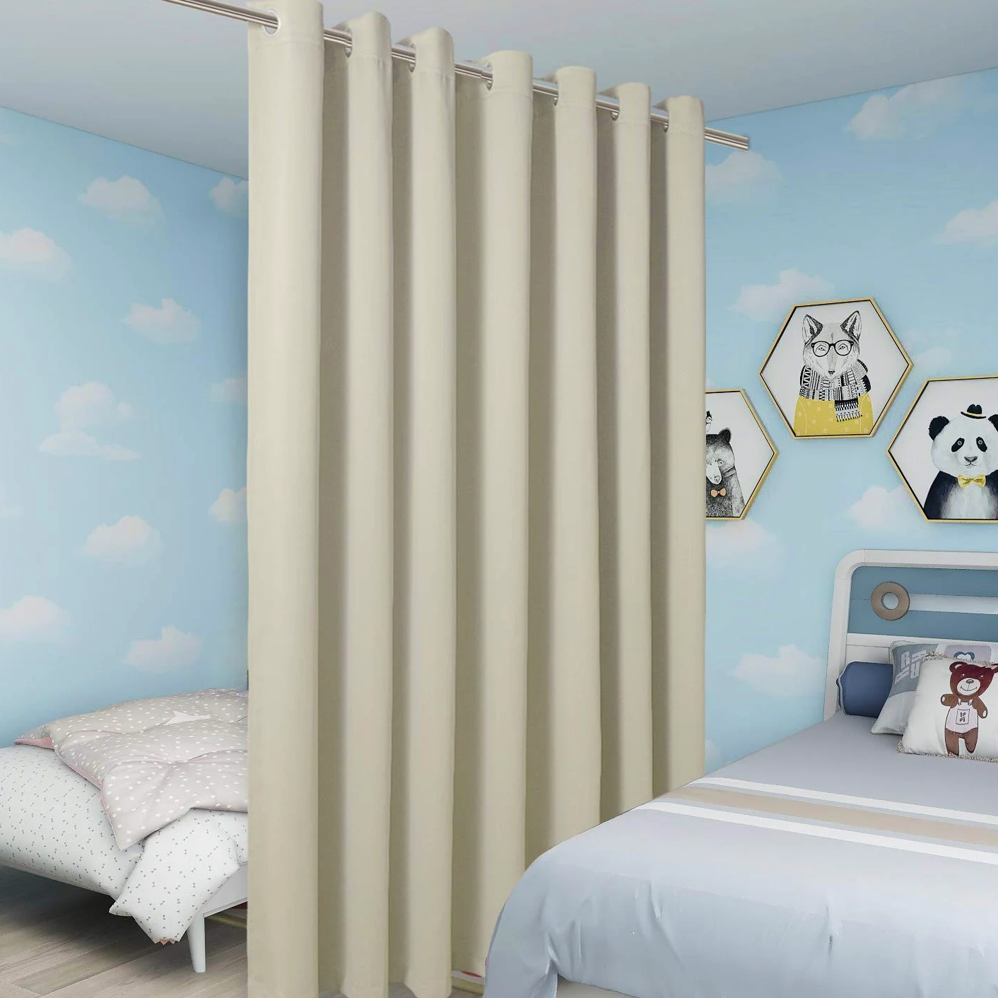 Bonzer Rideau occultant Extra Large avec réduction du Bruit pour Appartement, Studio, 274 x 381 cm (L x l) - 1 Panneau - Crème