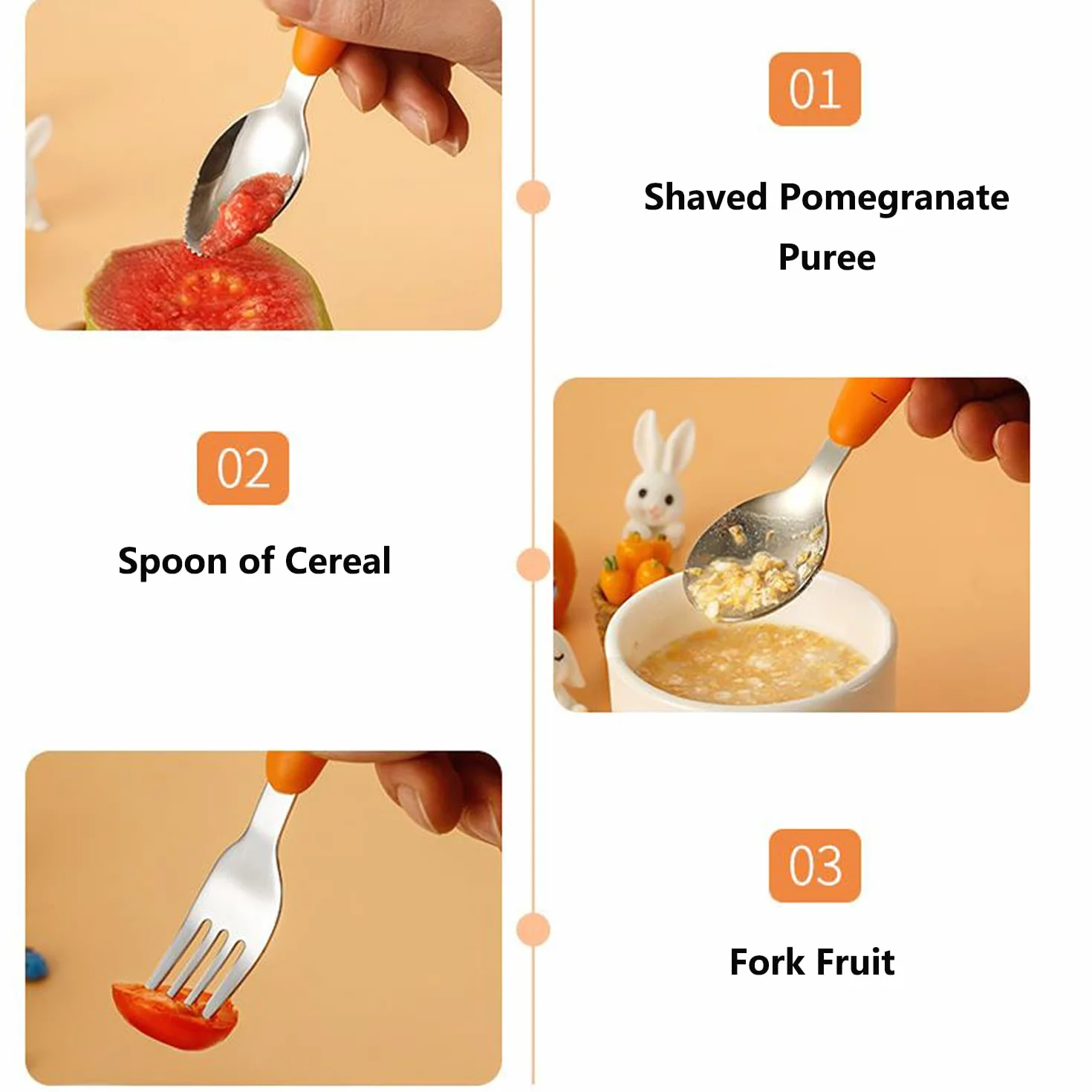 Cuillère bébé Fourchette bébé Carottes Augmenter l'Appétit 18 Mois