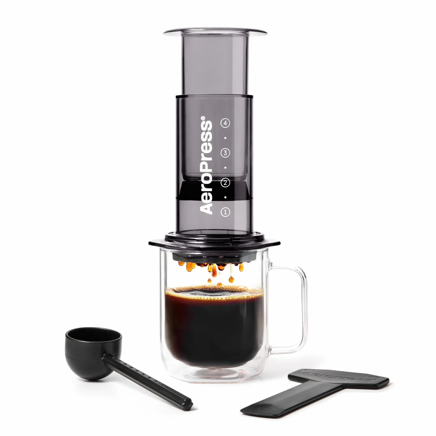 AeroPress Clear Black cafetière à piston tout-en-un, expresso et filtre, infusion 2 minutes, portable voyage camping