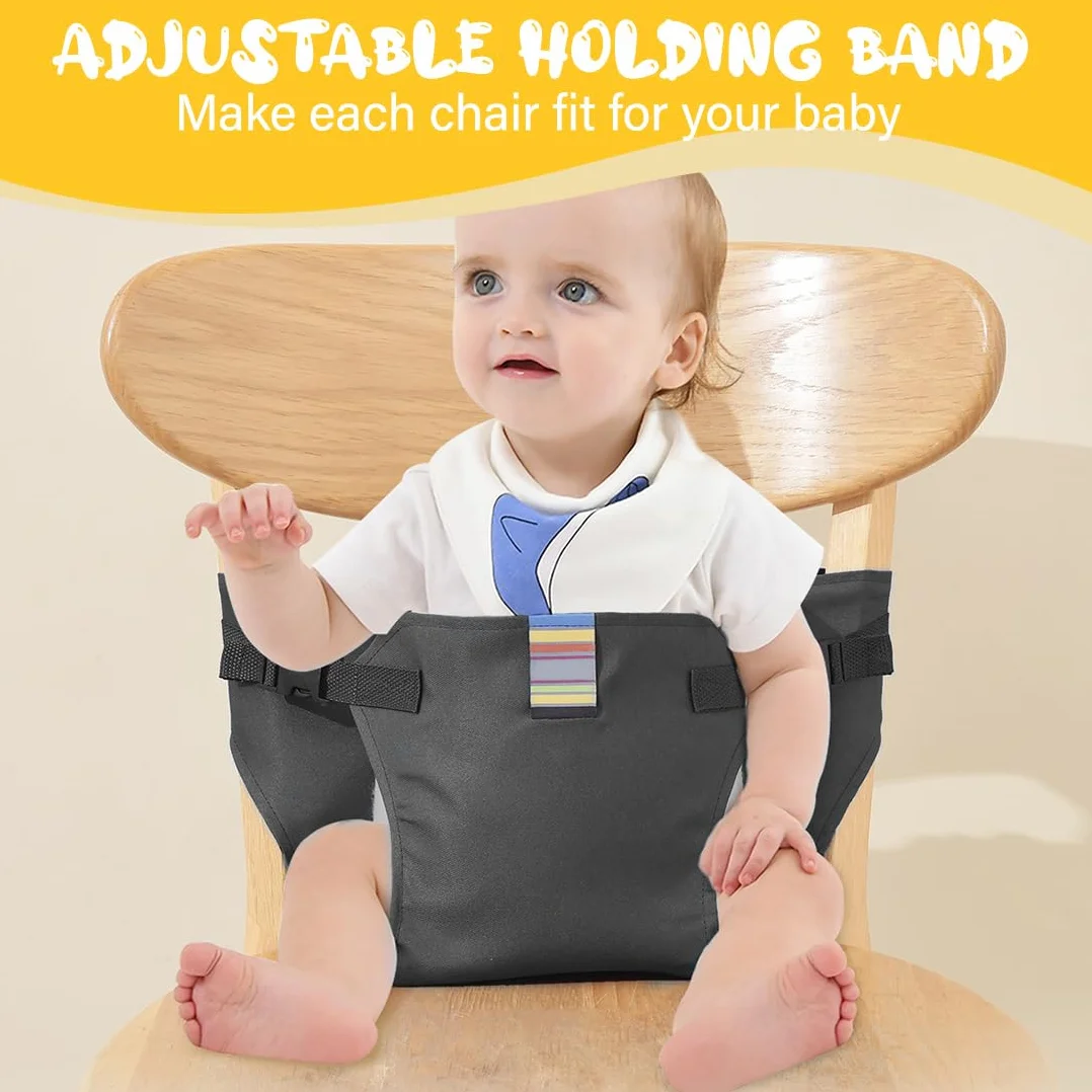 Harnais de Voyage pour Chaise Haute Portable pour Bébés, Sangle Réglable de Sécurité, Respirant (Noir)