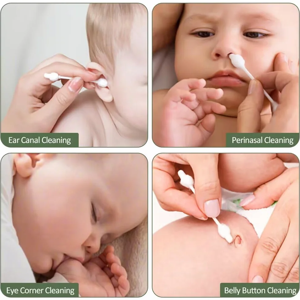 Cotons-tiges bio bébé grande tête sécurité 200 pièces boîte cube