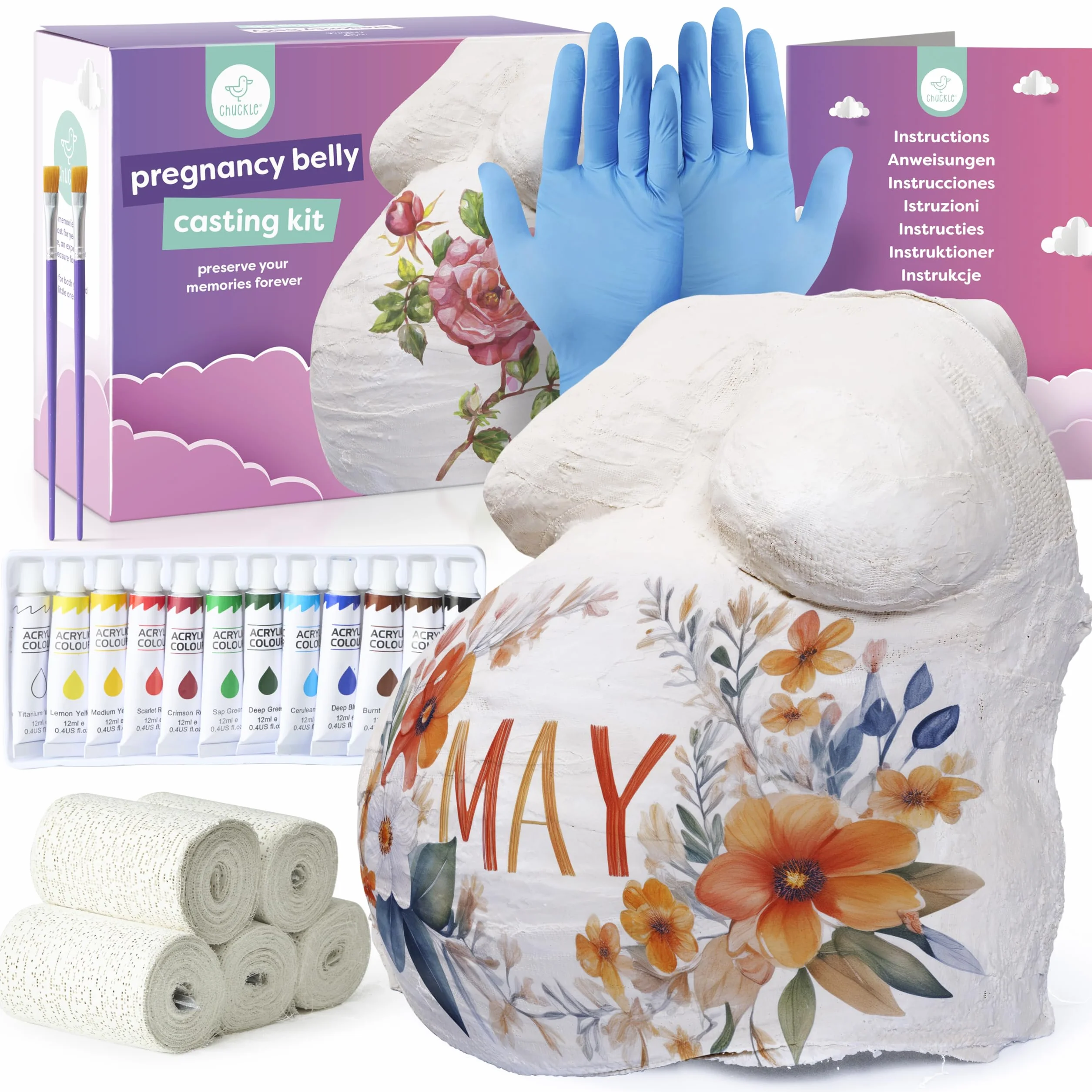 Kit Complet Moulage Ventre Femme Enceinte en Plâtre | Souvenir de Grossesse, Coffret Cadeau Future Maman, Idée Baby Shower, Empreinte 3D