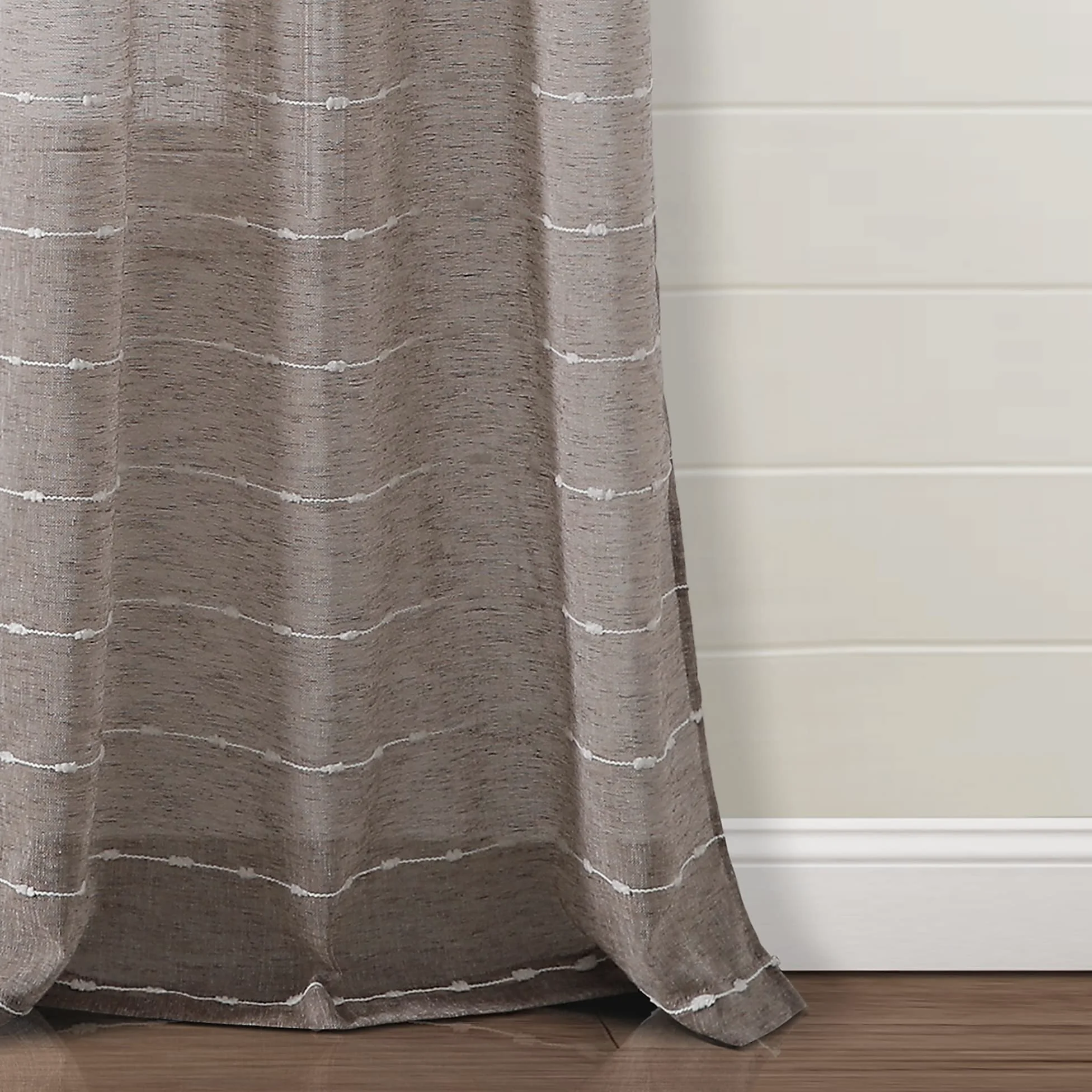 Lush Decor Paire de Rideaux de fenêtre Transparents et texturés à œillets de Style Rustique, 96,5 x 213,4 cm (l x L), Marron