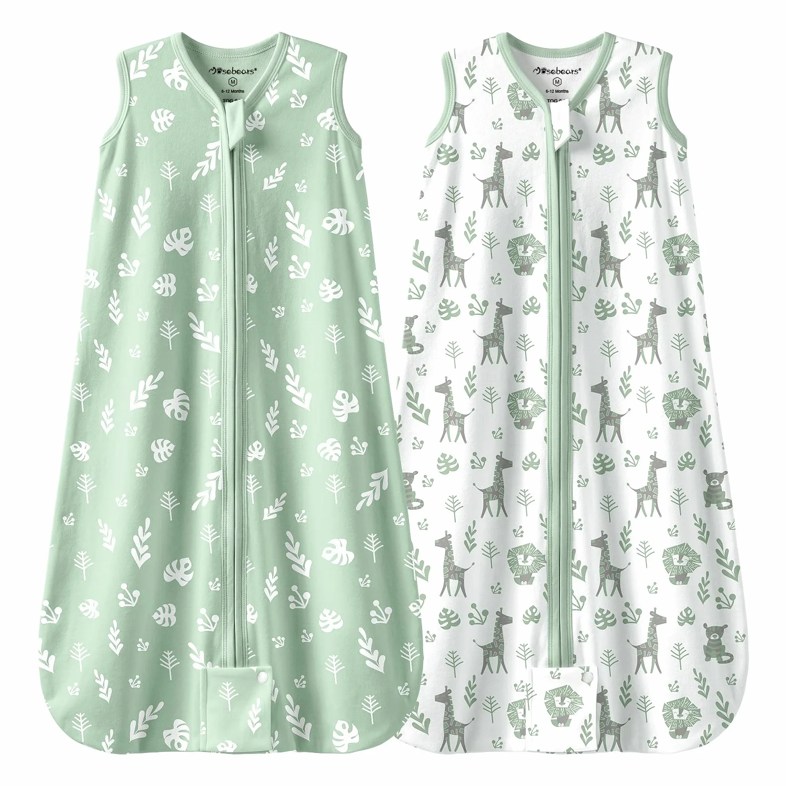 Mosebears Gigoteuse d'été bébé 0,5 tog 100% Coton Respirante 2 Paquets Green 18-24 Mois