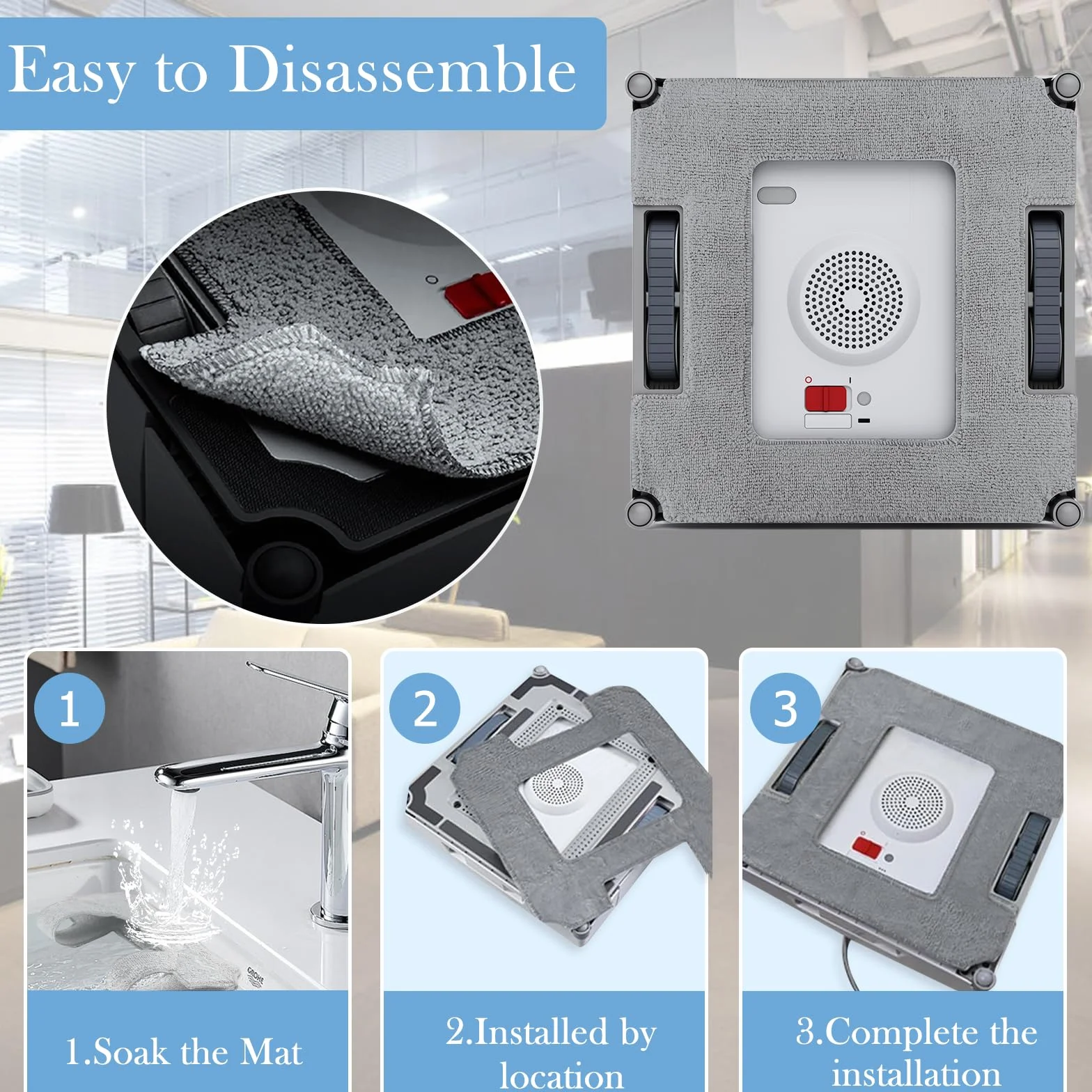 Ecovacs Winbot W2 PRO W1 Pro Microfibre Serpillère Rechange Kit 9 Pièces
