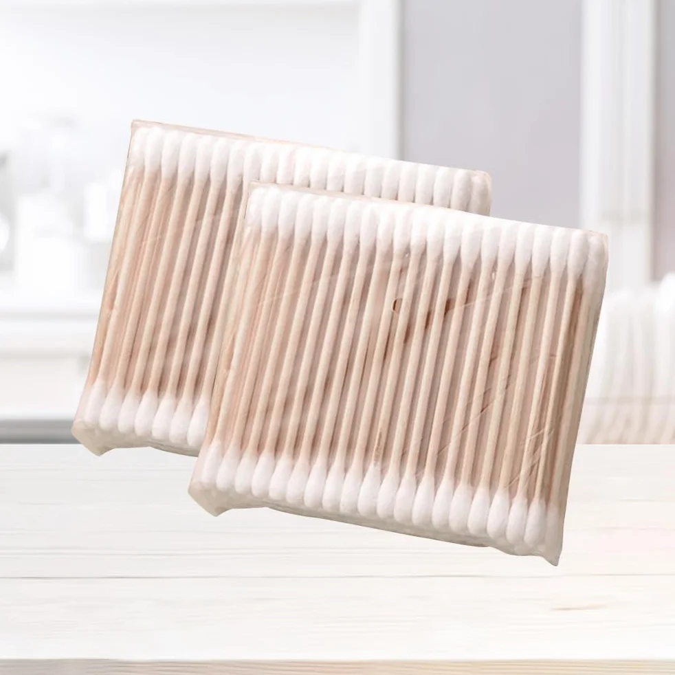 Coton-Tiges Jetables Double Embout 500 Pièces Bâtonnets En Bois Nettoyage Oreilles
