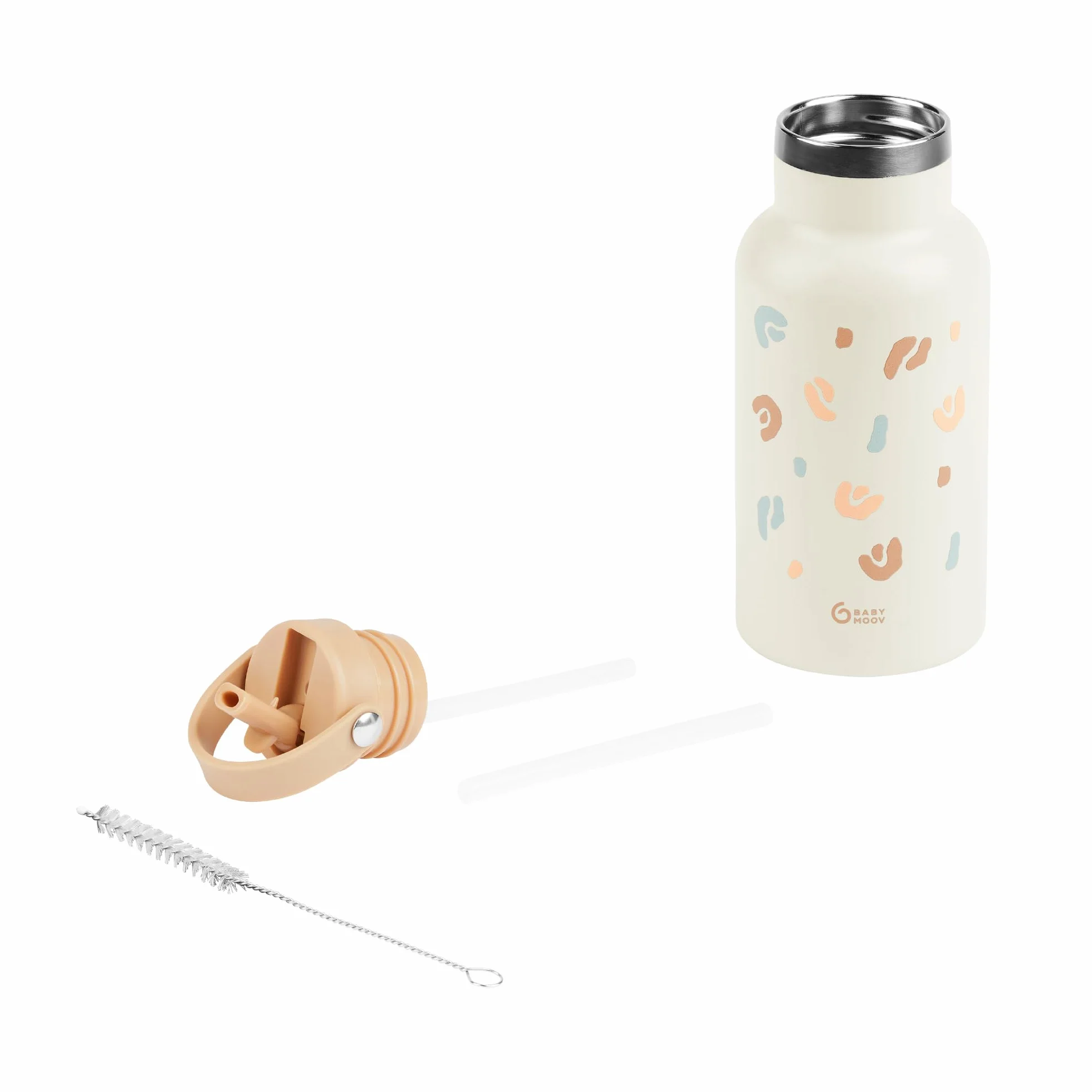 Babymoov Gourde Enfant Isotherme Inox 350ml Anti Fuites Paille Intégrée Garde 12h Frais 6h Chaud Poignée Transport