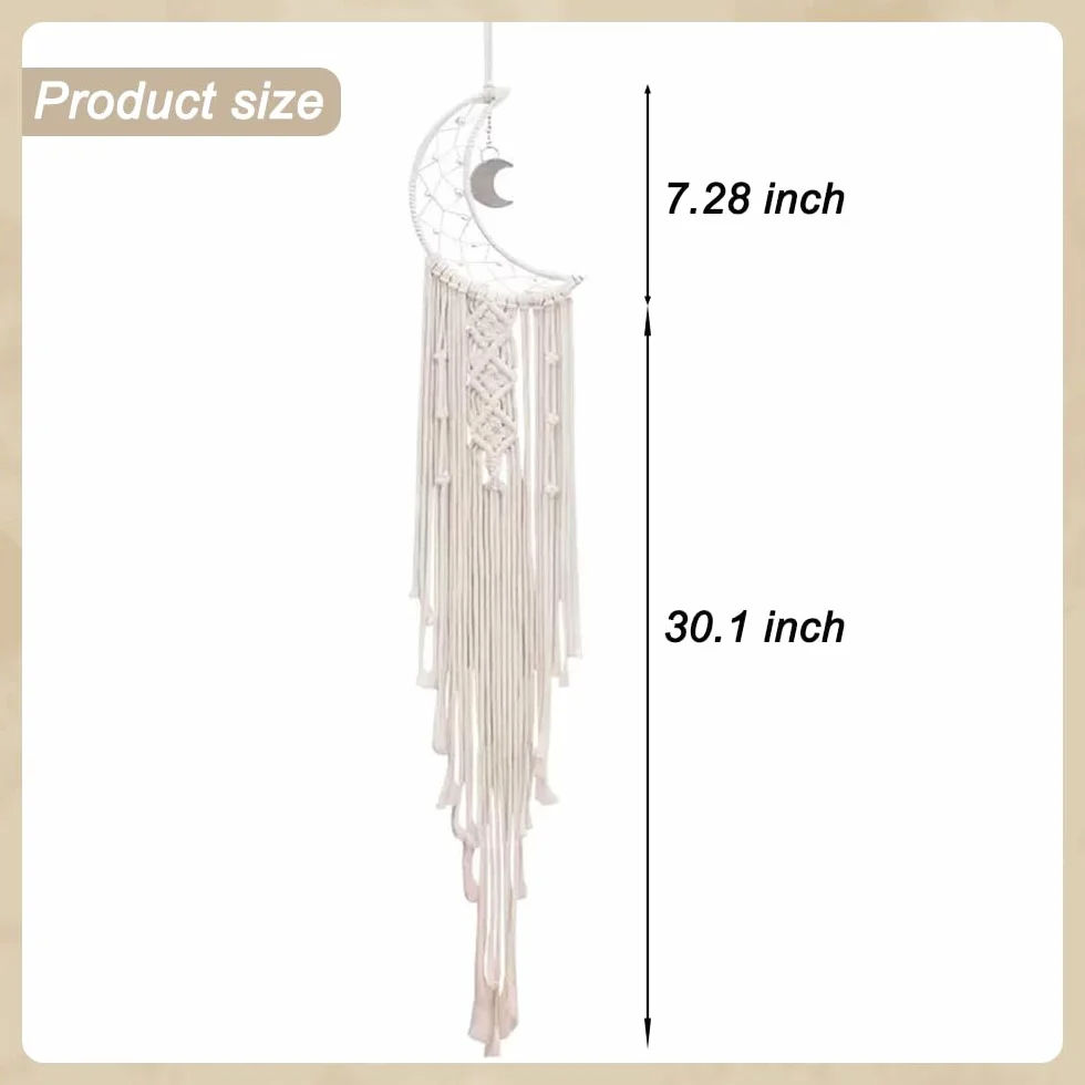 Bohème Chic Attrape-rêves Soleil Lune Étoile Macramé Décoration Murale Tissé pour Chambre de Fille