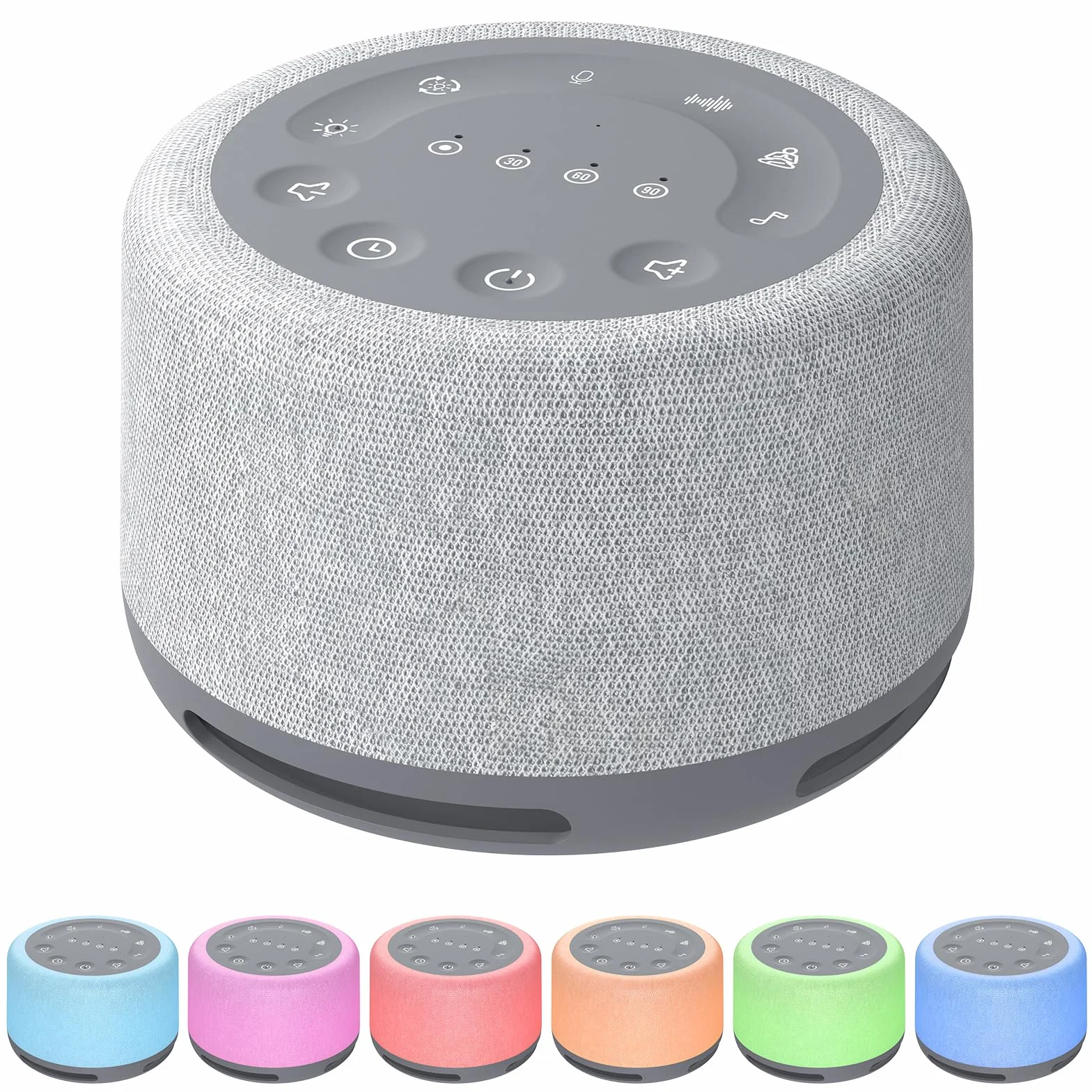 Machine à Bruit Blanc FUNYKICH, 30 Sons Relaxants, Lumière 7 Couleurs, Minuterie, Gris