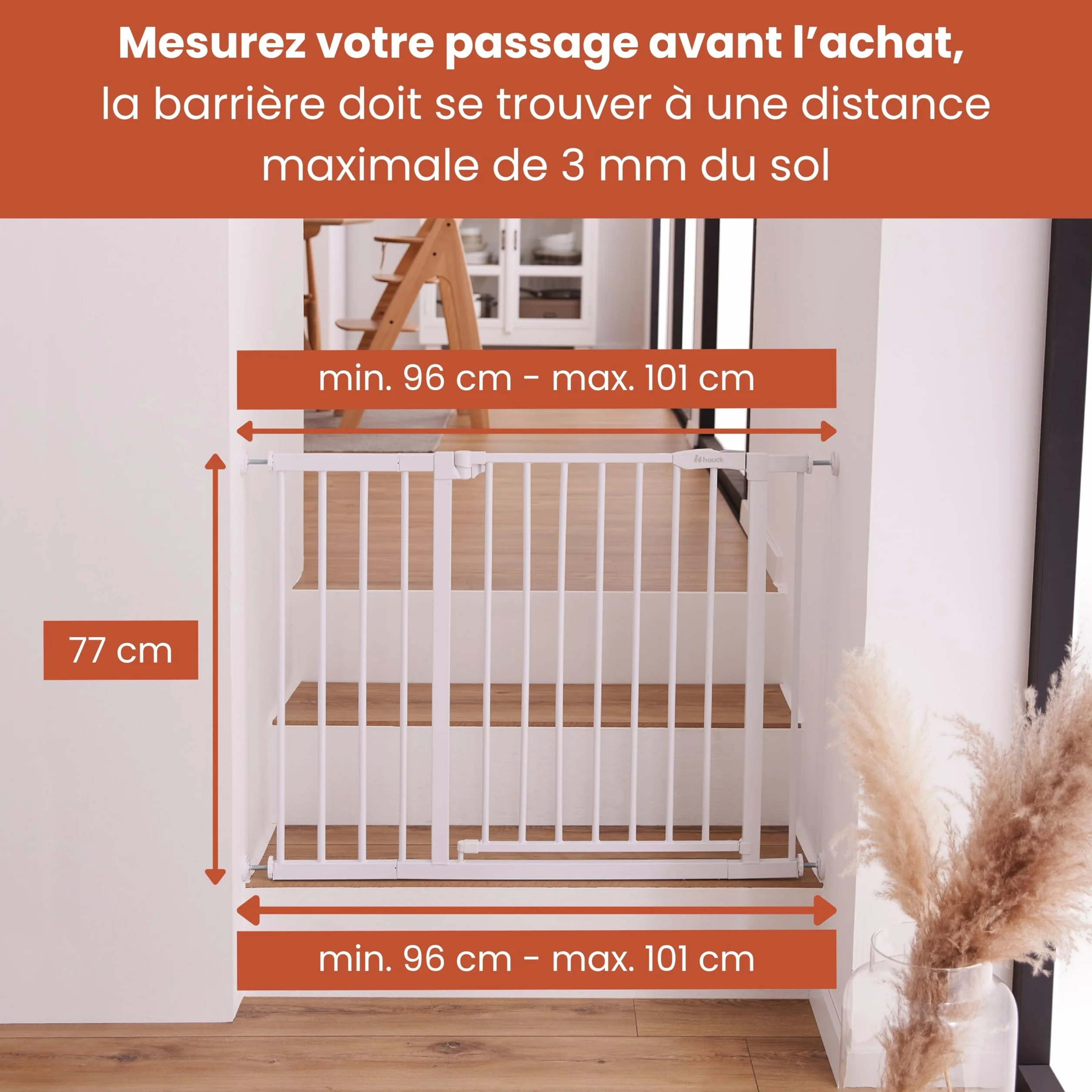 Hauck Barriere de Securite Enfant et Chien Open N Stop 2 Extension 21 cm 96–101 cm 77 cm Blanc
