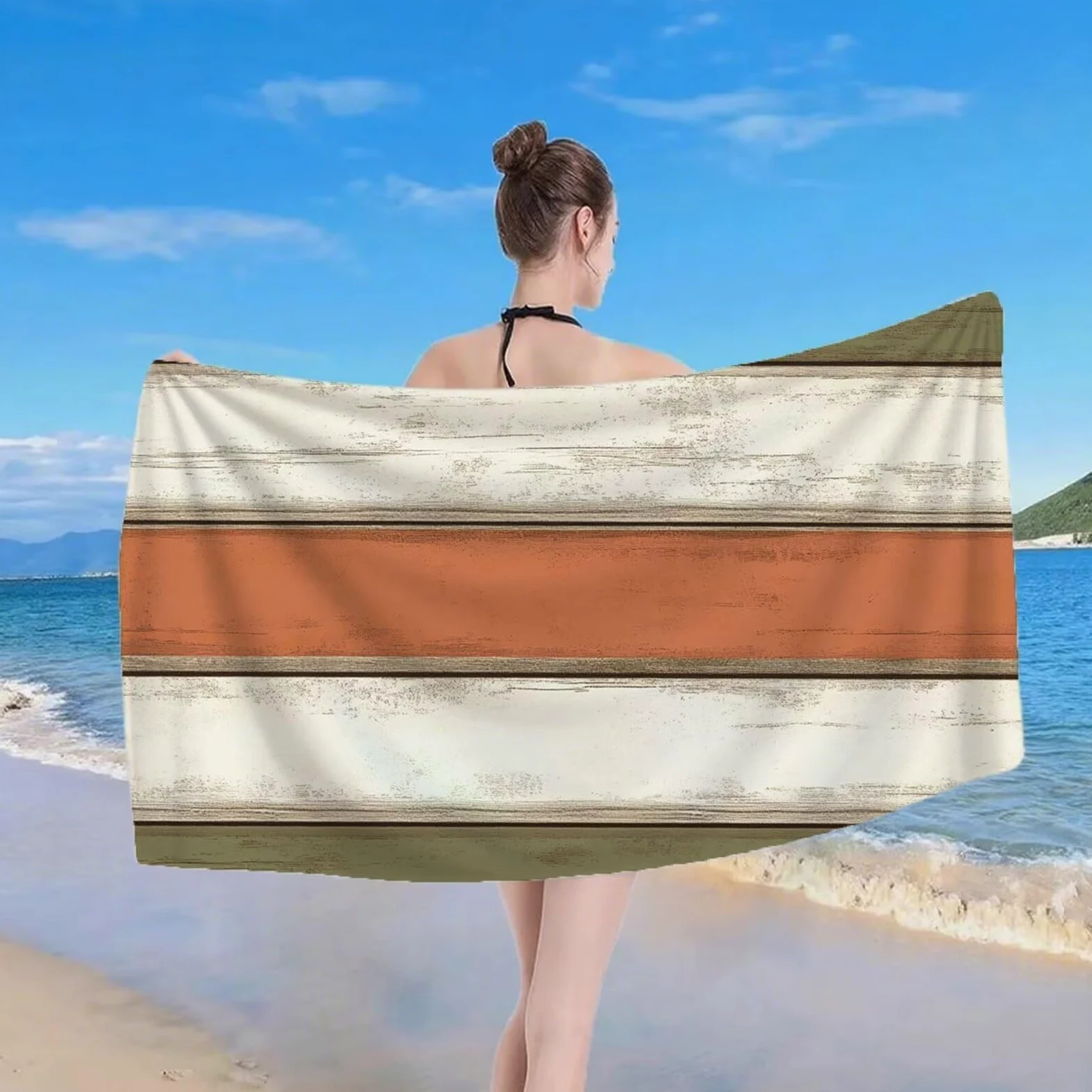 Serviette de Plage XXL 220x100 cm Anti Sable et Séchage Rapide Microfibre Drap de Plage Serviette de Bain Grande Taille Drap de Bain pour Homme Femme Voyages Natation Camping Pique Nique Bande S-600