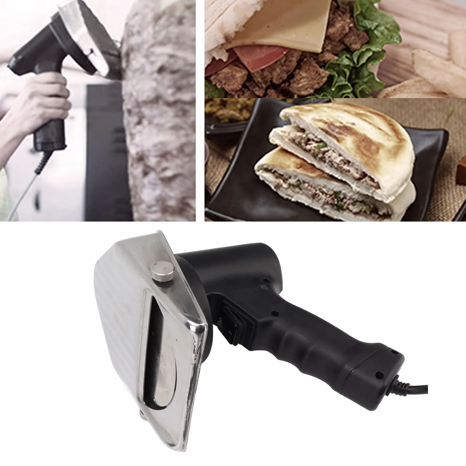 Topyond Couteau à Kebab électrique 80W, épaisseur Réglable, 110-220V