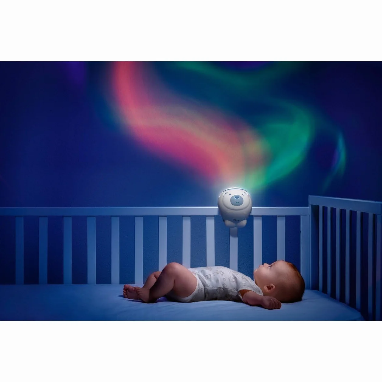 Projecteur 2en1 Ours Polaire First Dreams Veilleuse Enfants Aurore Boréale Musique Classique Sons Nature Bébé Bleu