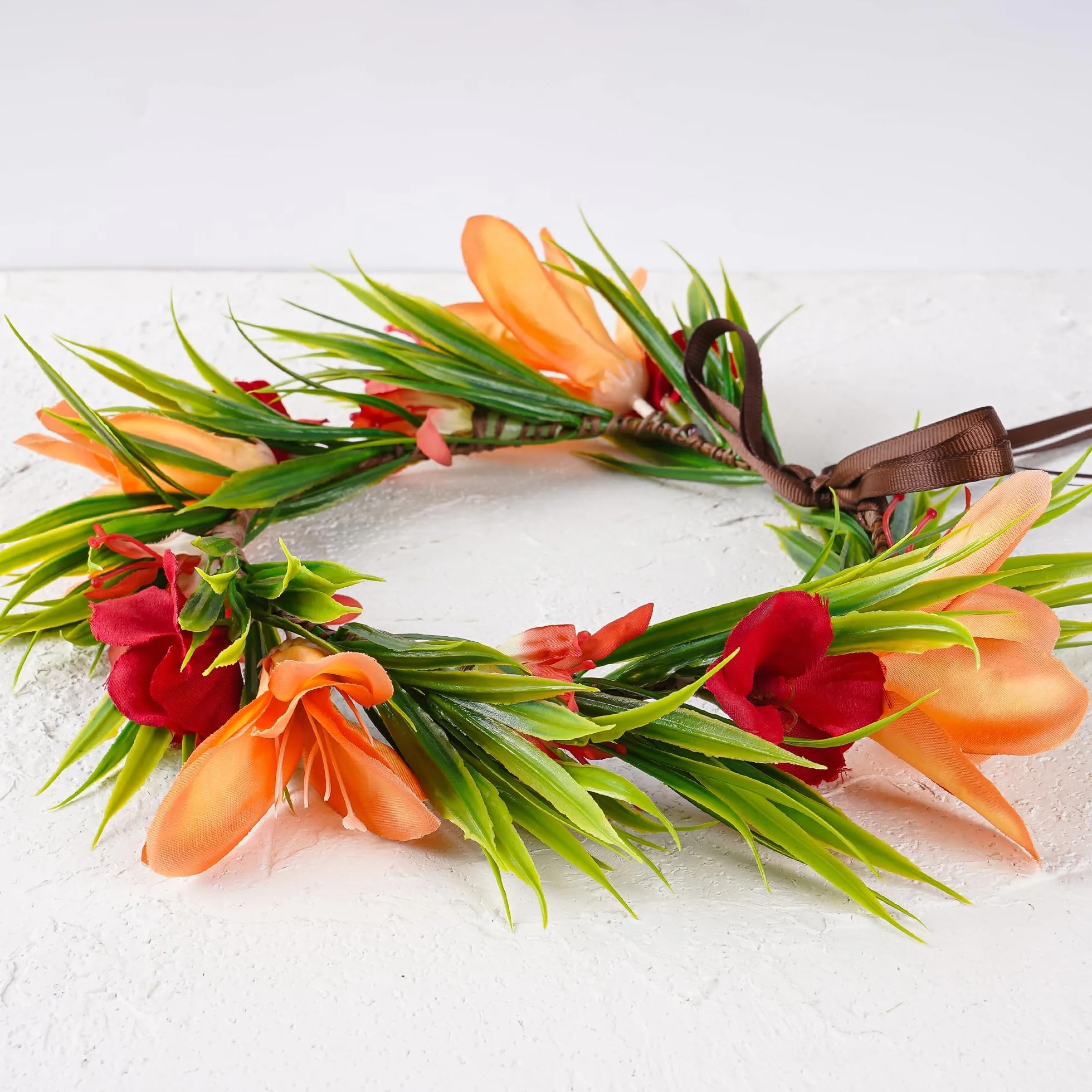 Couronne de Fleurs Hawaïen Tropicales Artificielles Lei Luau pour Filles et Femmes
