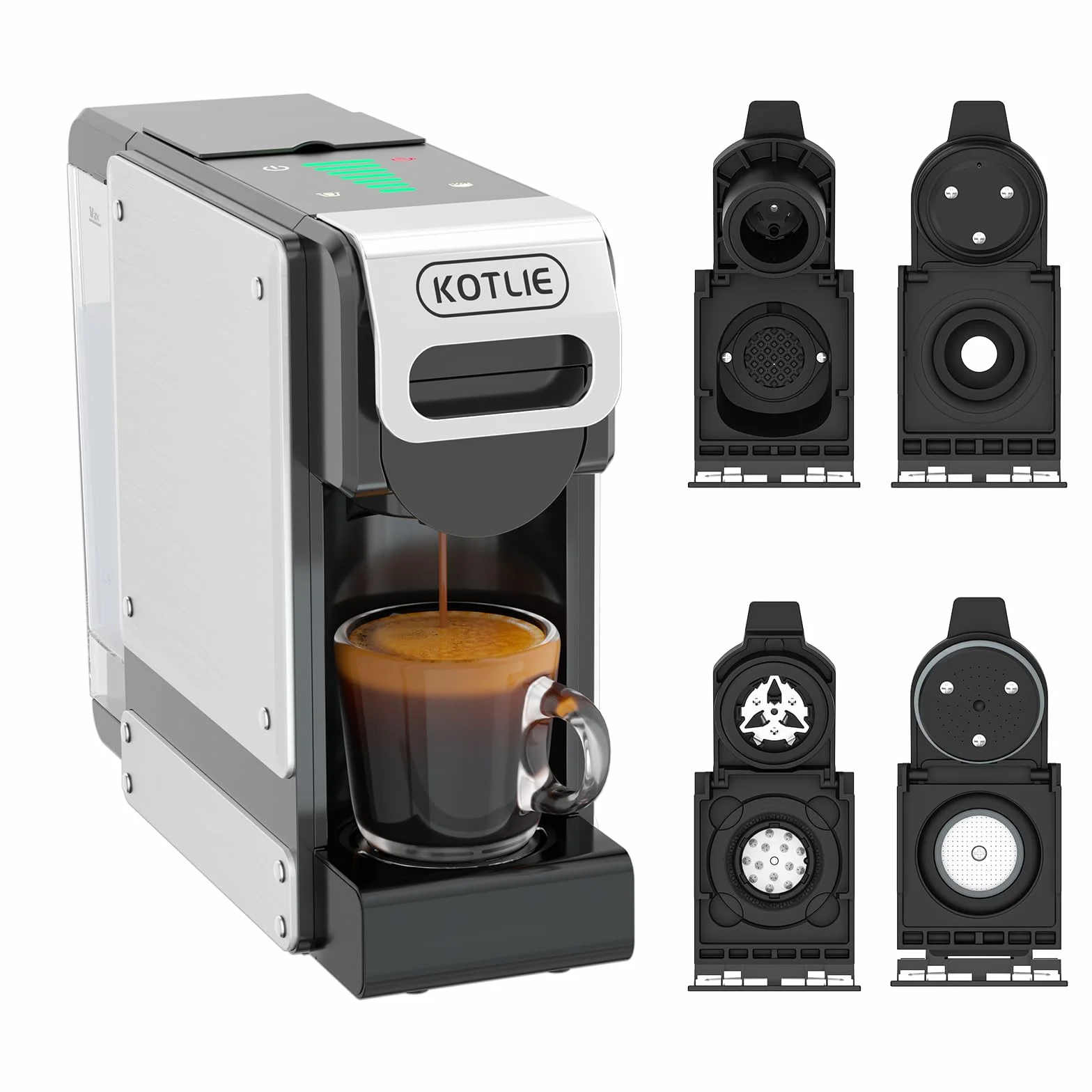ST-550 Machine à café à capsules multifonction, pour Nespresso Original/pour Dolce Gusto/pour A MODO MIO/pour café moulu, sept réglages de volume d'eau, fonction de pré-infusion, capacité de 1 litre