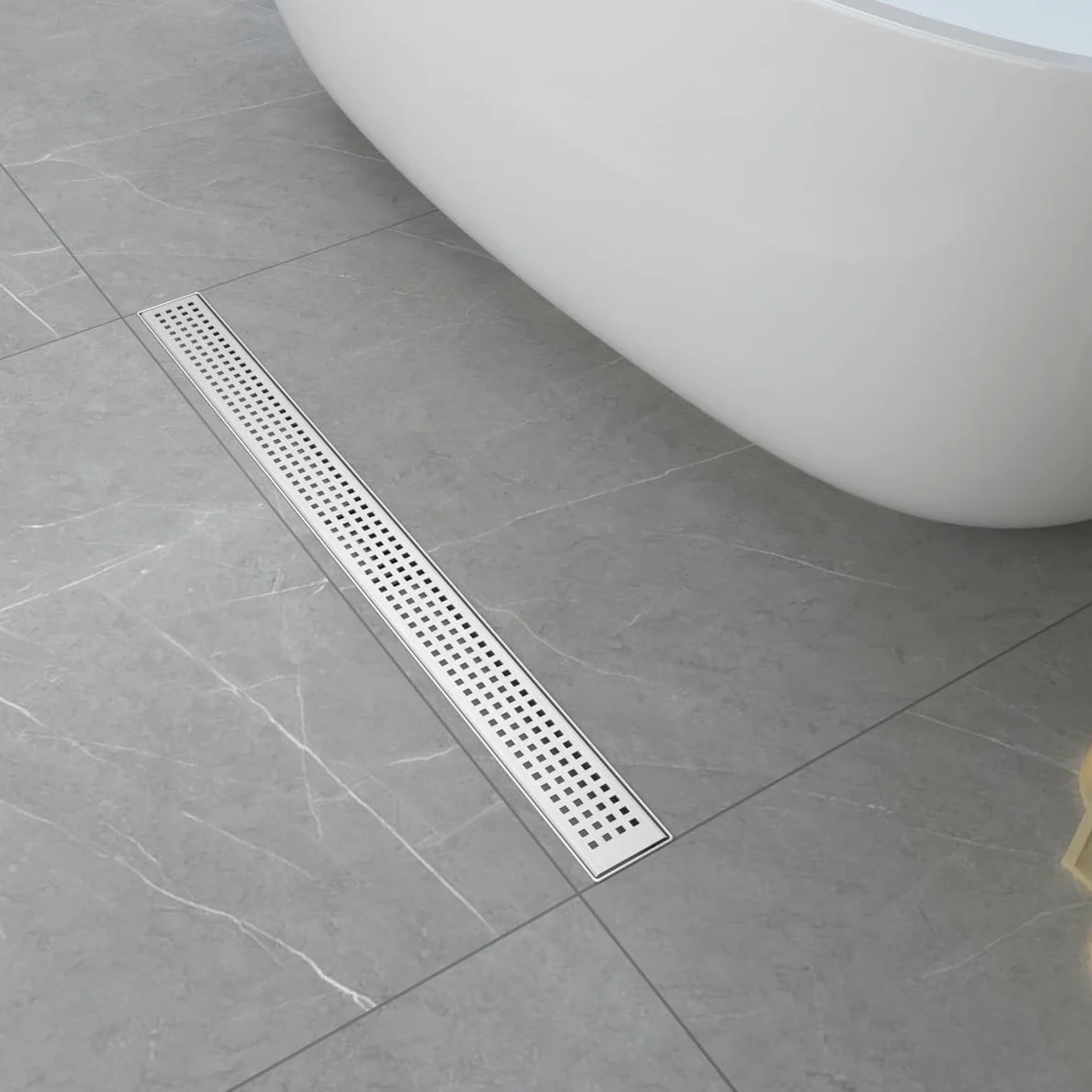 Caniveau de Douche 90cm Vidange en Acier Inoxydable avec Filtre, Conception Anti-Odeur