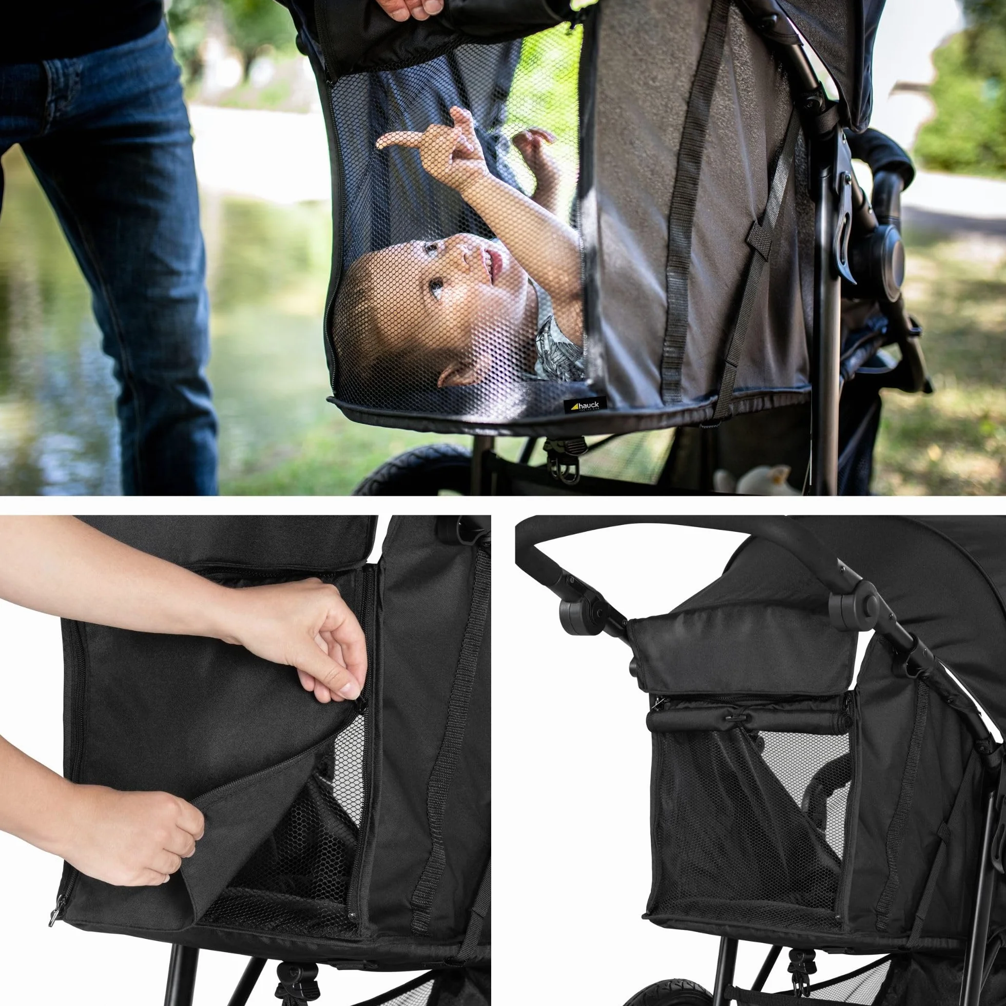 Hauck Poussette 3 Roues Runner 2 Tout Terrain Noir, 22 kg, UV 50+, Pliable