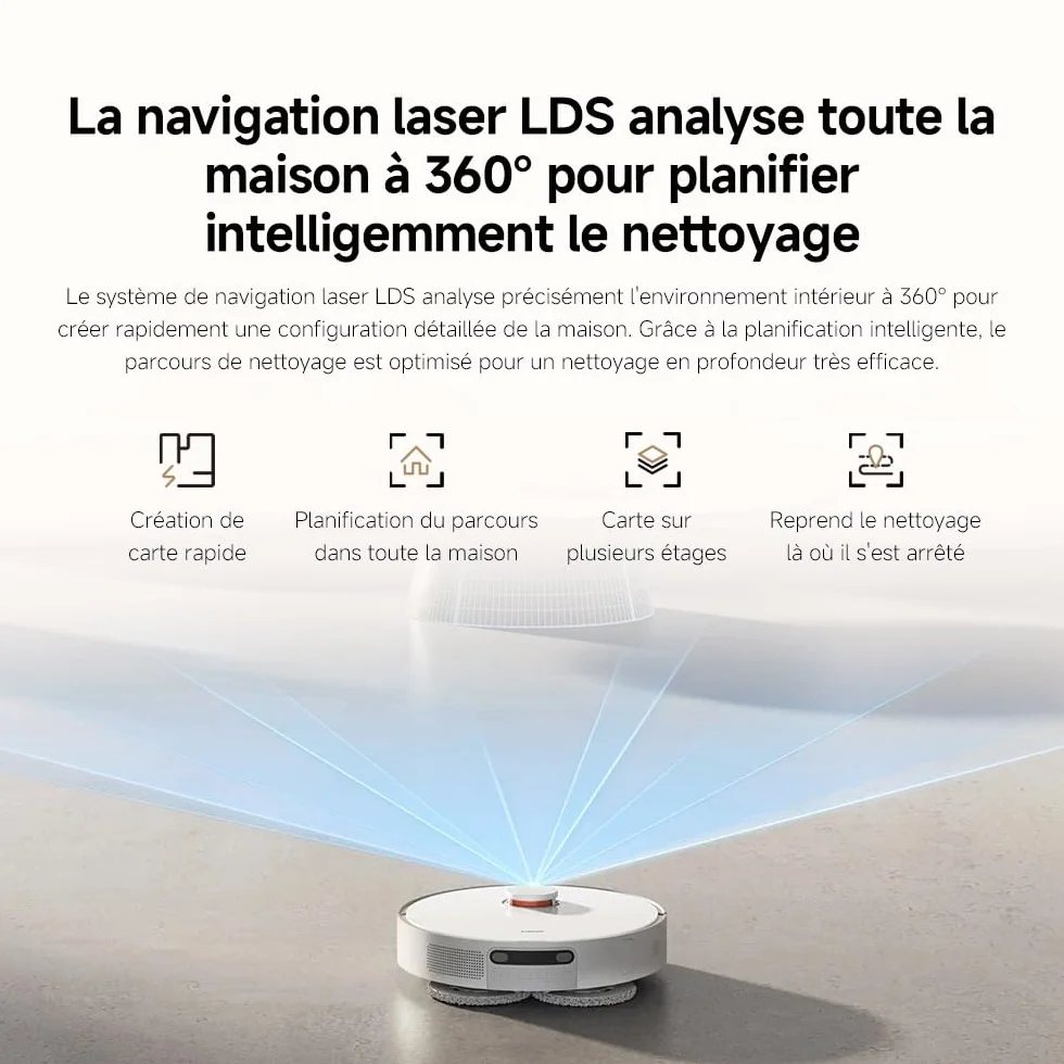 XIAOMI Robot Vacuum X20+ Station Tout-en-Un 6000 Pa Aspiration Lavage & Séchage Auto