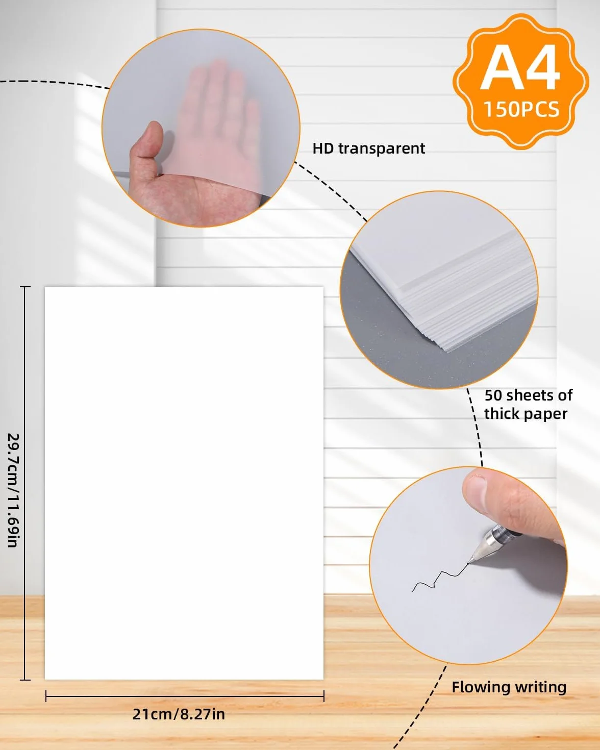Papier Calque A4 Imprimable 55 g/m² 21×29,7cm pour Dessin et Bricolage