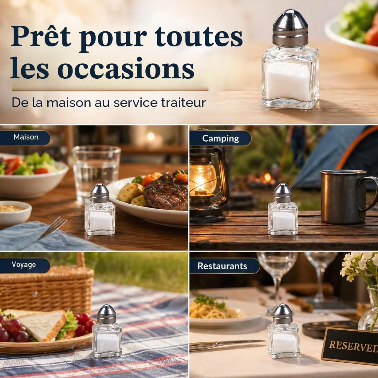Lot de 30 mini salières et poivrières | Moulins à poivre et sel portables compacts pour voyage maison