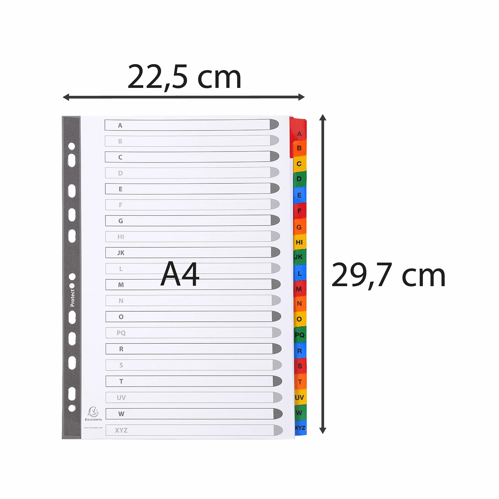 EXACOMPTA Jeu d'intercalaire alphabétique A4 20 positions en carte 170g onglets Mylar®