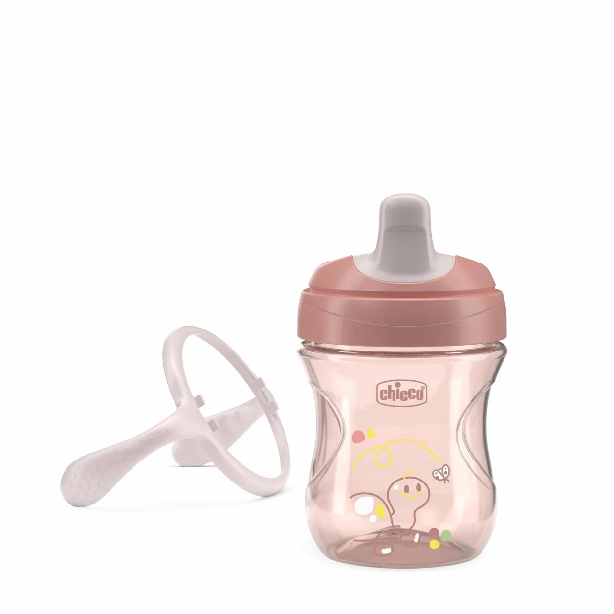 Chicco tasse d'apprentissage anti-goutte plastique bec ergonomique semi-doux 6+ mois sans BPA Rose