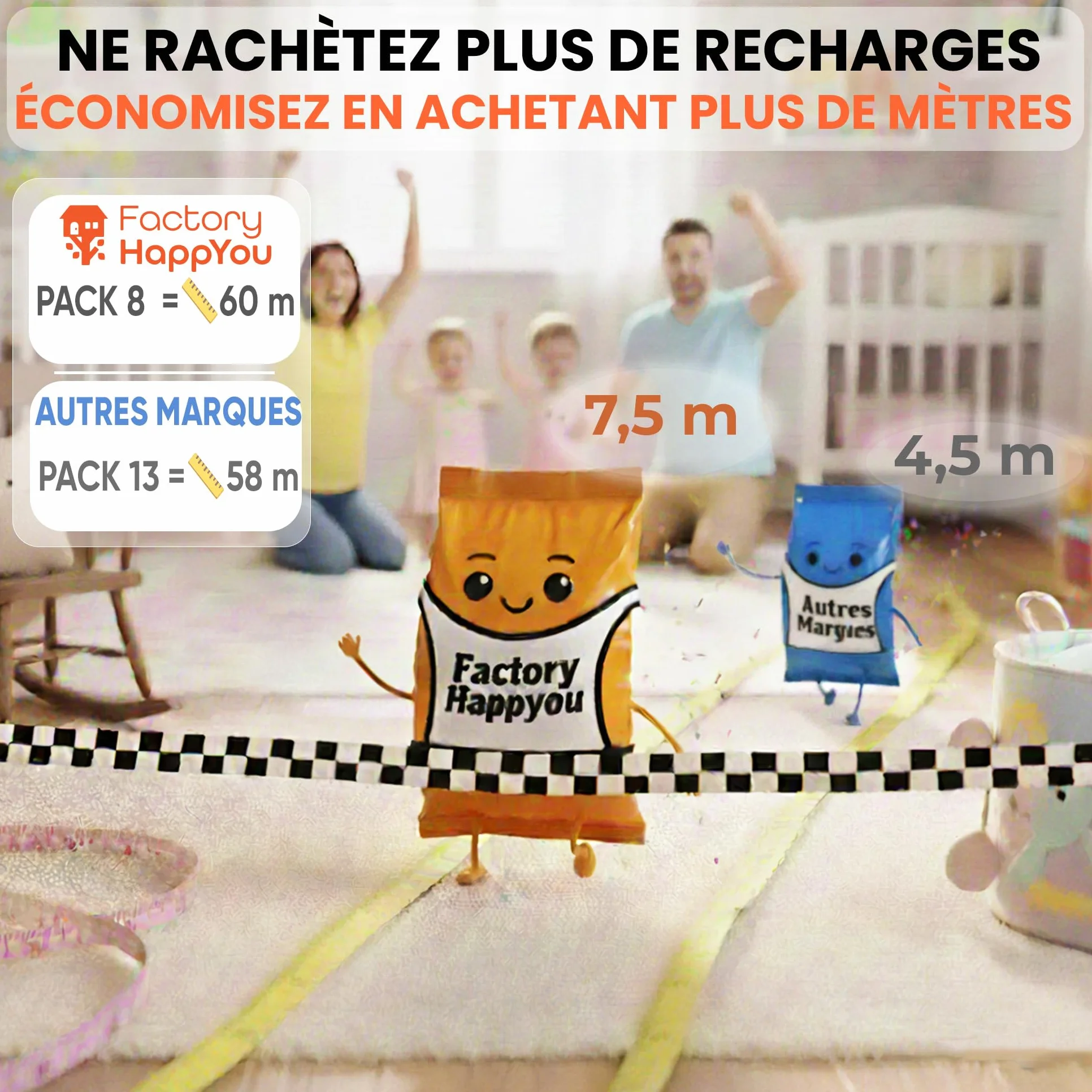 Recharges poubelle couche bébé Tommee Tippee Angelcare 7,5 mètres anti-odeur sans BPA recyclable