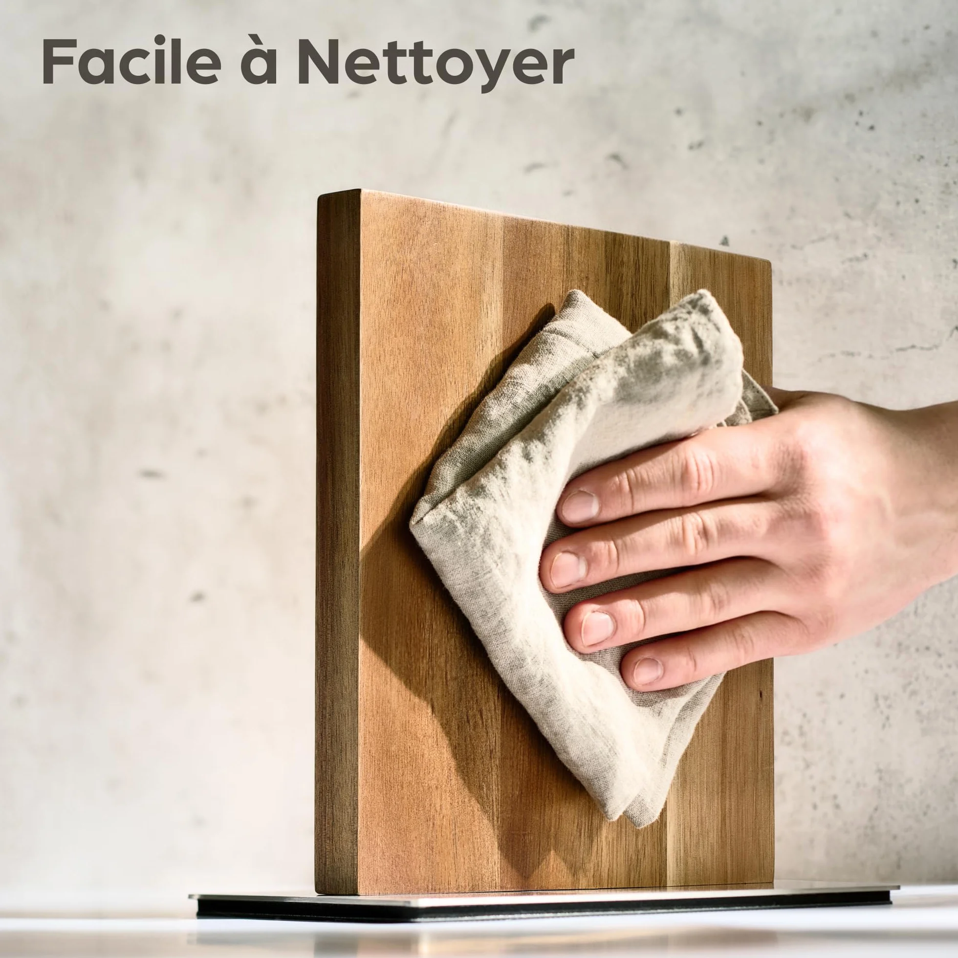 Bloc à Couteaux Aimanté Double Face en Bois d'Acacia FSC – Porte Couteaux de Cuisine – Magnetic Knife Holder – Rangement Couteaux