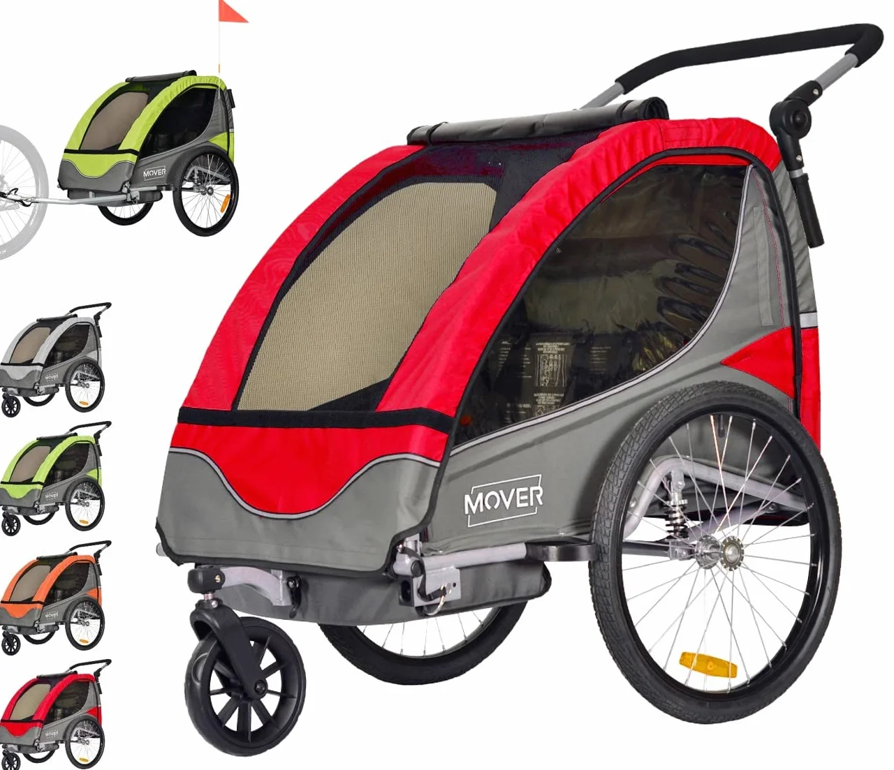 Remorque Vélo Enfants Pliable Tout-Terrain 1 ou 2 Enfants - Chariot de Transport Multifonction (Rouge)